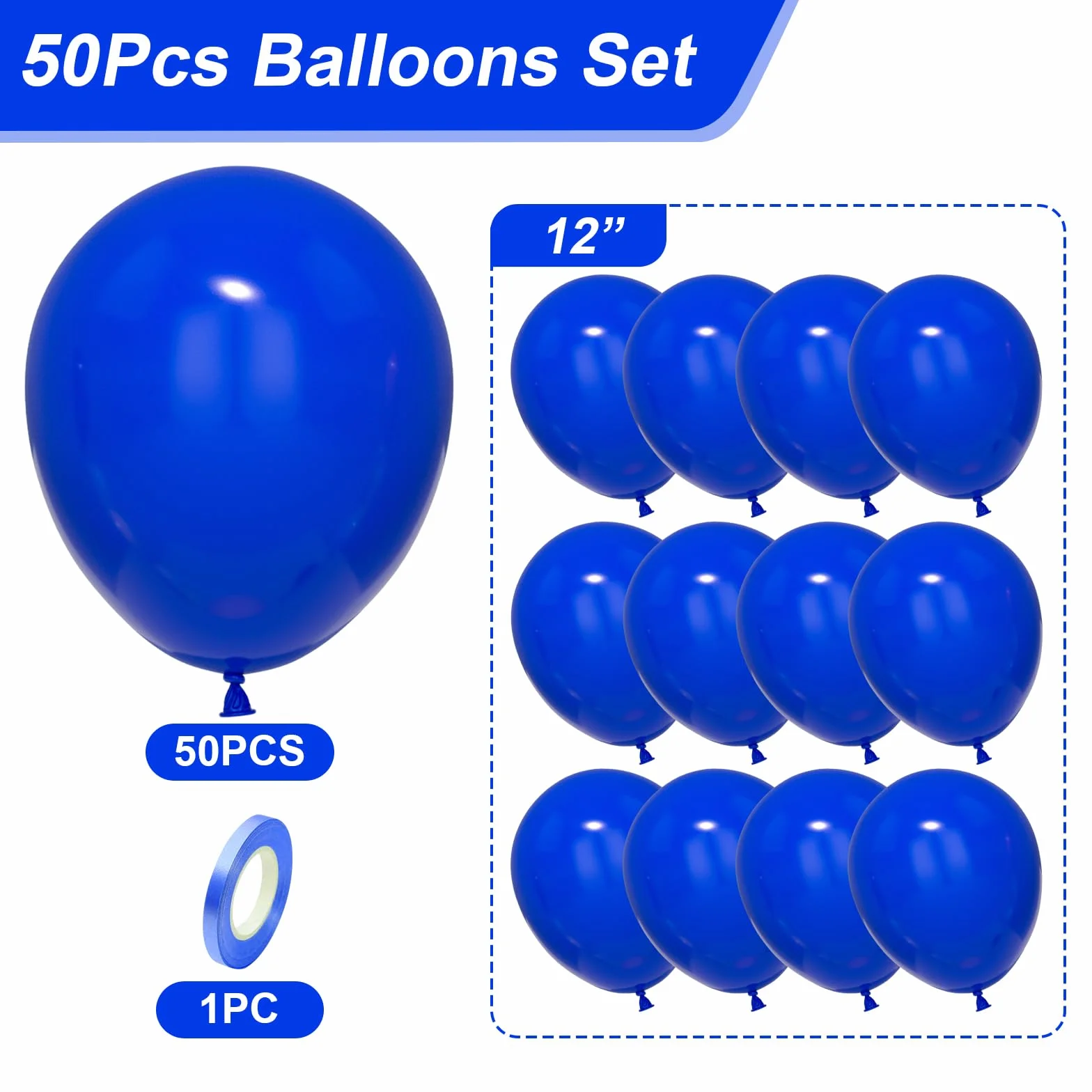 Unisun Palloncini Blu, 50 Pezzi 12 Pollici Palloncini Blu Scuro per Uomo Ragazzi Festa Compleanno Baby Shower Matrimonio Festa Nazionale Laurea Anniversario Decorazioni