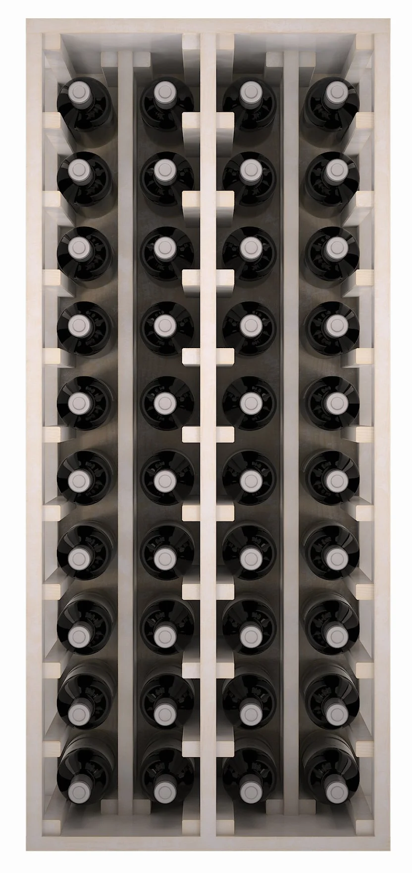 Portabottiglie, 4 Moduli, capacità 40 Bottiglie, Legno, Bianco, 105 x 44 x 32 cm