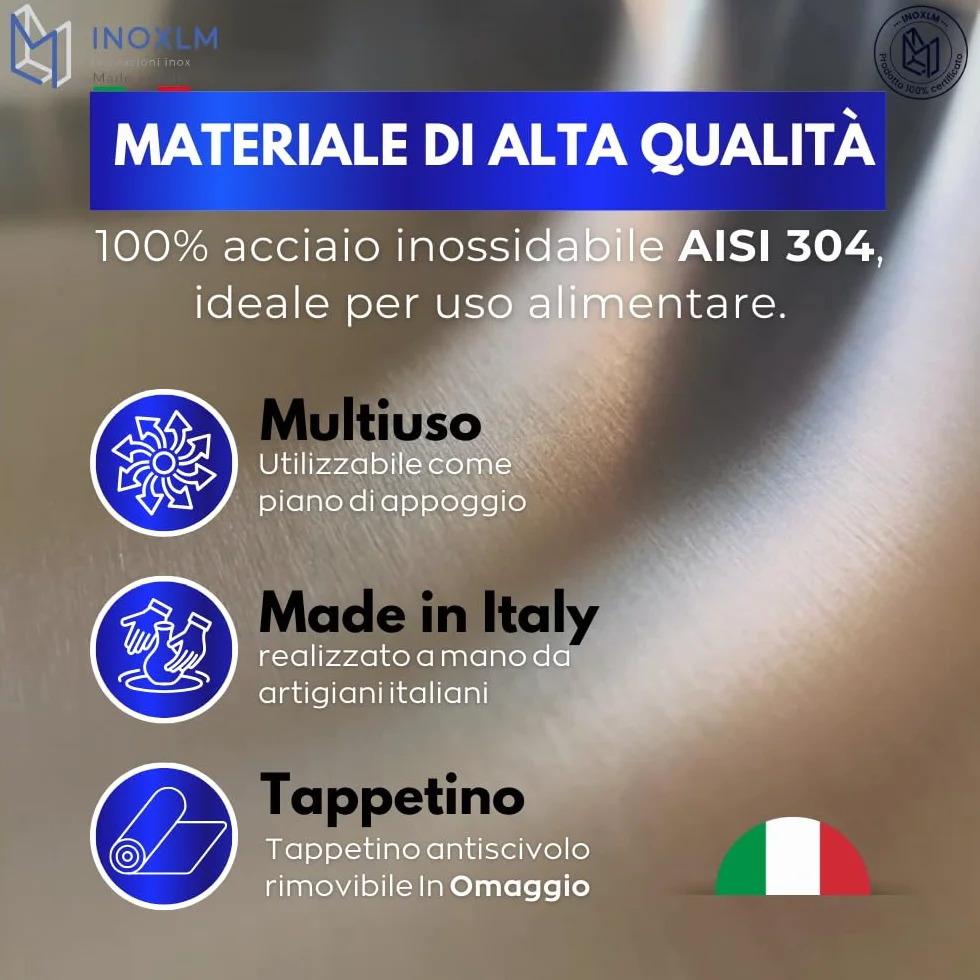 INOXLM Spianatoia in Acciaio Inox 40x50 Piega 2 cm