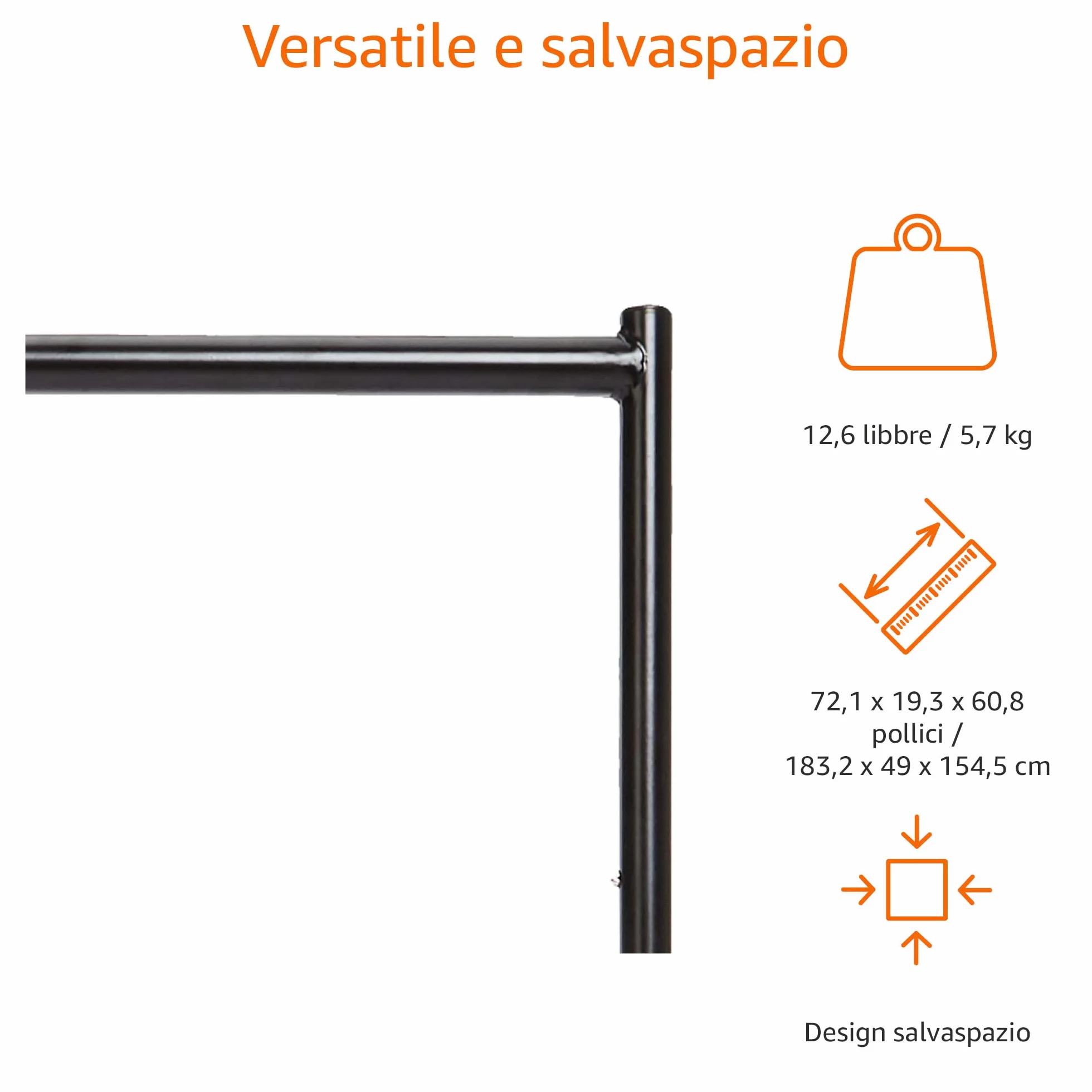 Amazon Basics Stand appendiabiti 1,82 x 1,52 m Nera