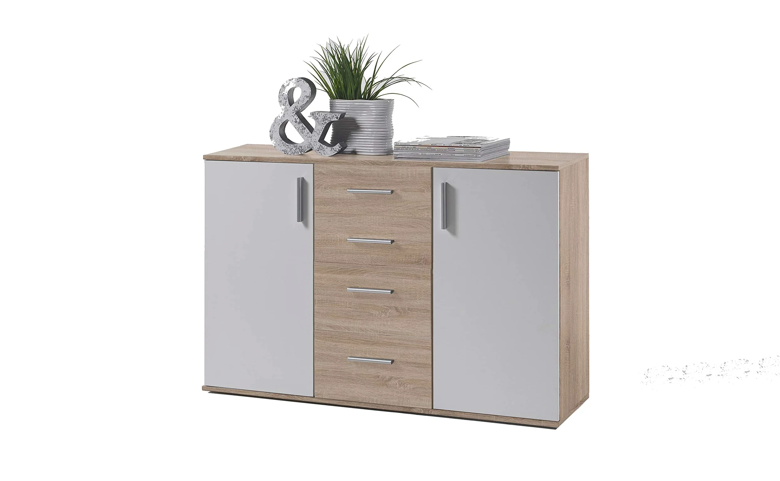 AVANTI TRENDSTORE - Bea - Comò in legno laminato con 2 ante e 4 cassetti, disponibile in diversi colorazioni. Dimensioni: LAP 120x84x35 cm