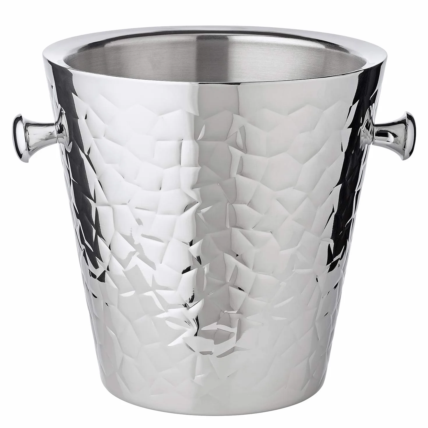 EDZARD Refrigeratore per spumante Capri con supporto (altezza 85 cm), con motivo martellato, acciaio inossidabile, con manici, per una bottiglia - Per vino o champagne - Secchiello per il ghiaccio
