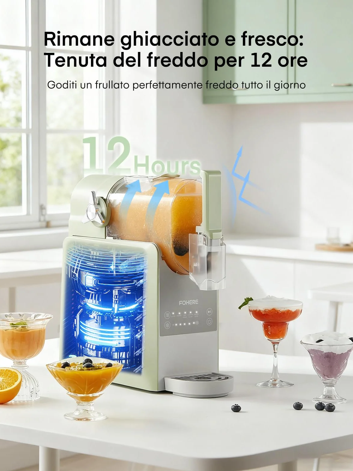 FOHERE Macchina per Granita 2,6L 5 Programmi Autopulizia