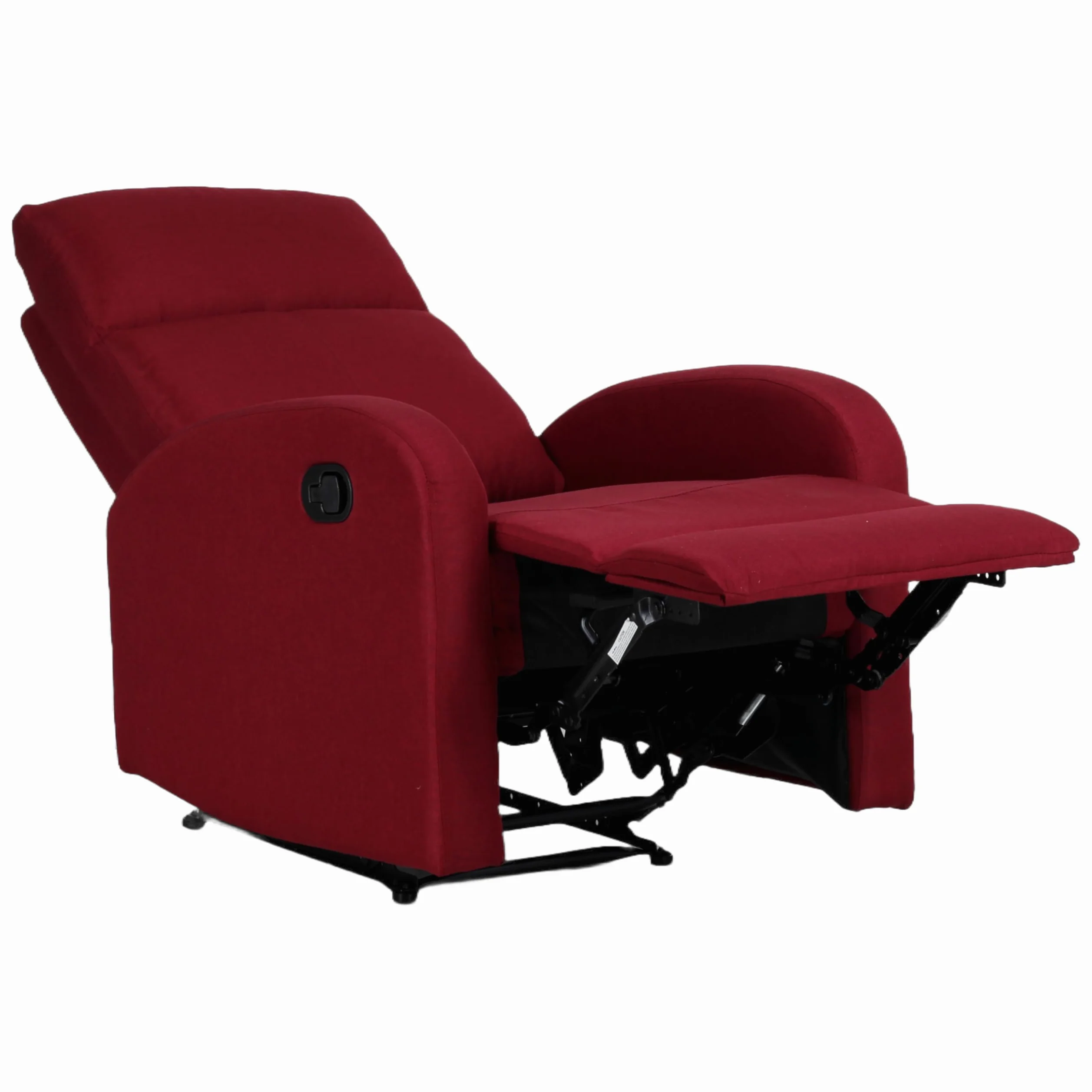 Totò Piccinni Poltrona Relax Reclinabile EUREKA, Manuale con Maniglia Laterale, Struttura in Legno, Imbottita ed Ergonomica, Ideale per Anziani e Soggiorno (Tessuto Bordeaux)