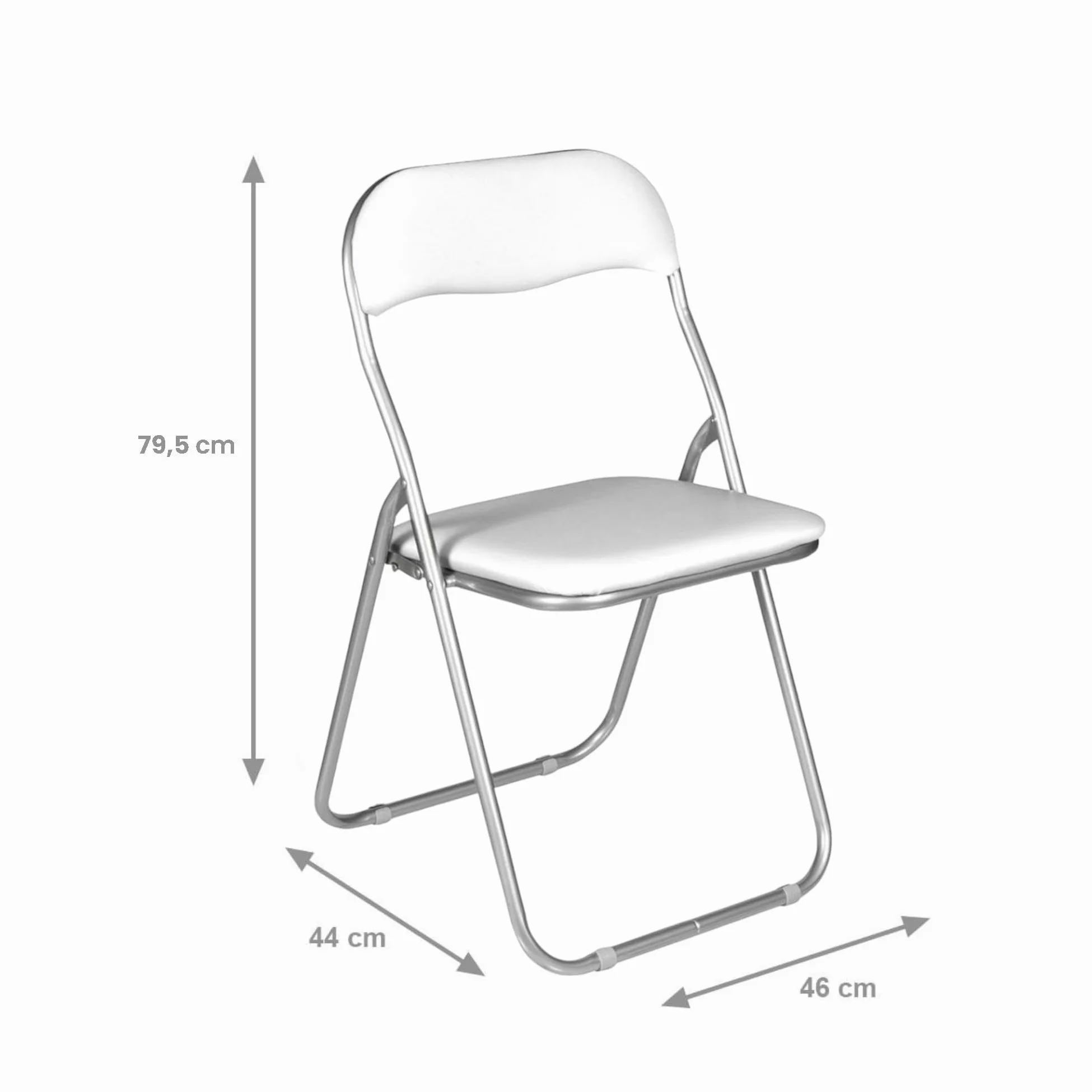 Dmora - Set di 6 sedie pieghevoli Marbella, Poltrona salvaspazio, Sedia per ospiti, Seduta per riunioni in simil ecopelle, 43x47h80 cm, Bianco