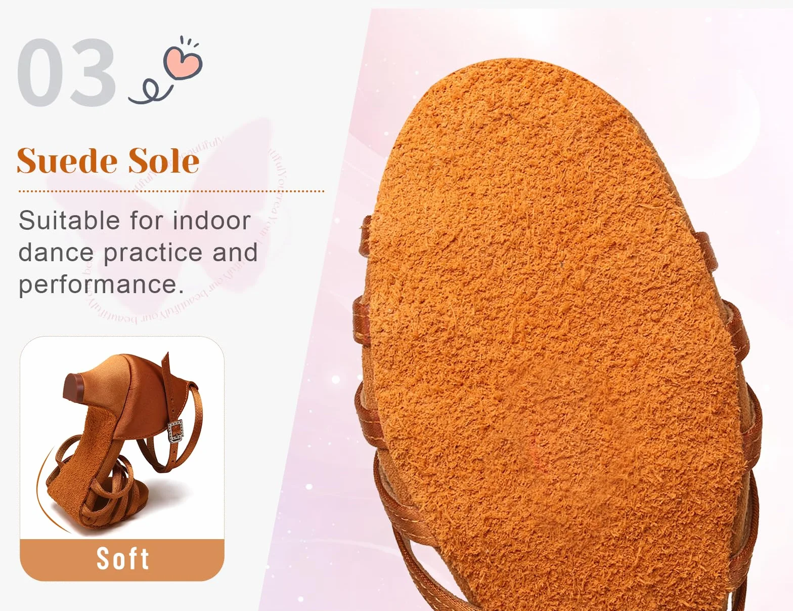 HROYL Scarpe da Ballo Latino Americano Ragazza Salsa Bambina Tacco 4cm