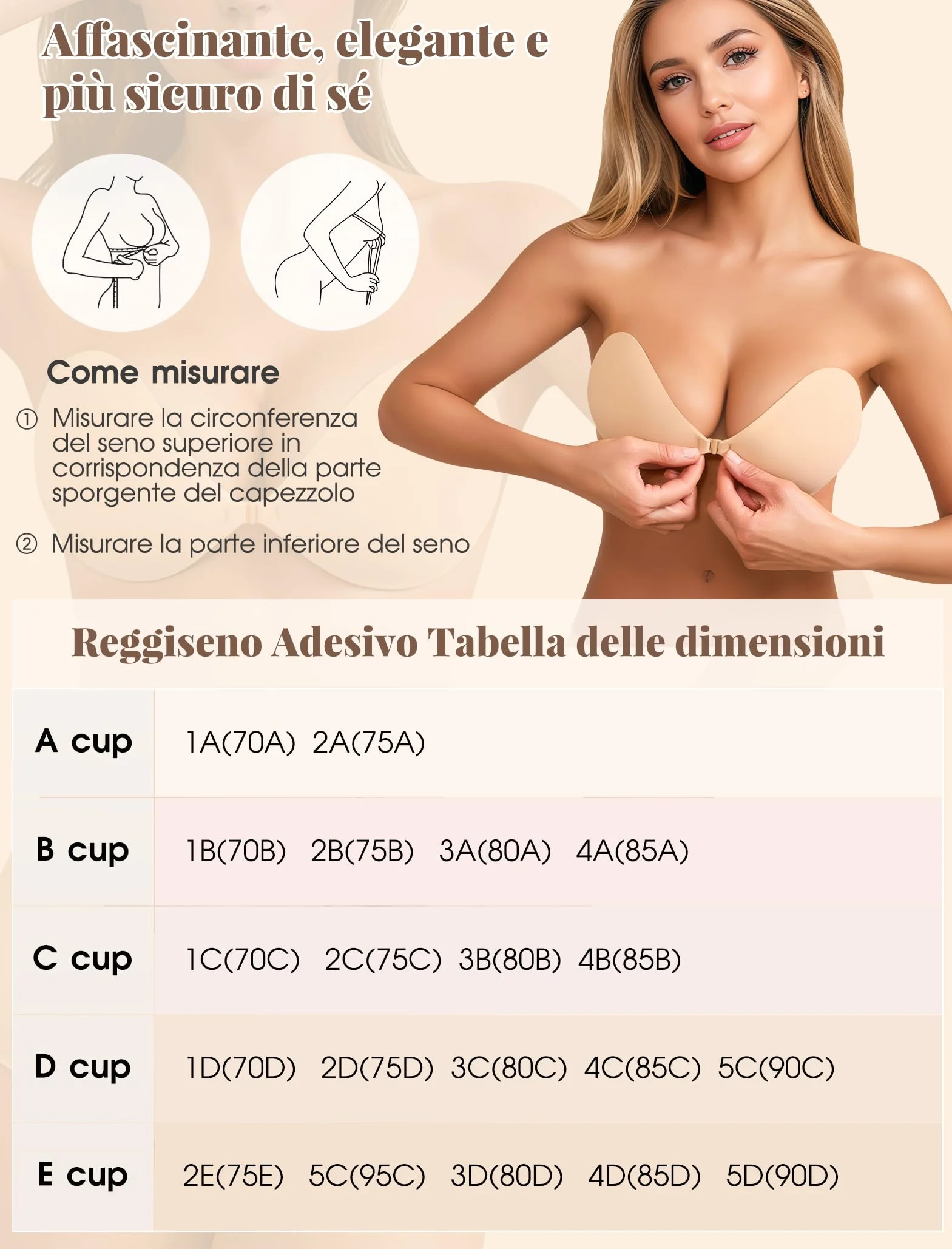 Reggiseno Invisibile Adesivo Push Up Silicone Riutilizzabile Sticky Bra