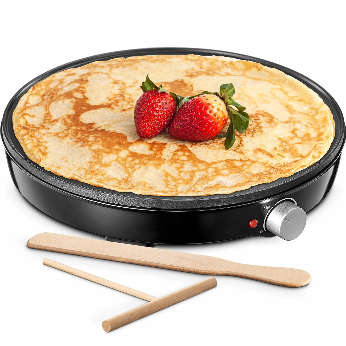 Yabano Crepes Maker Retro Ø 30 cm, con paletta e distributore di pasta, per crepes dolci e salate