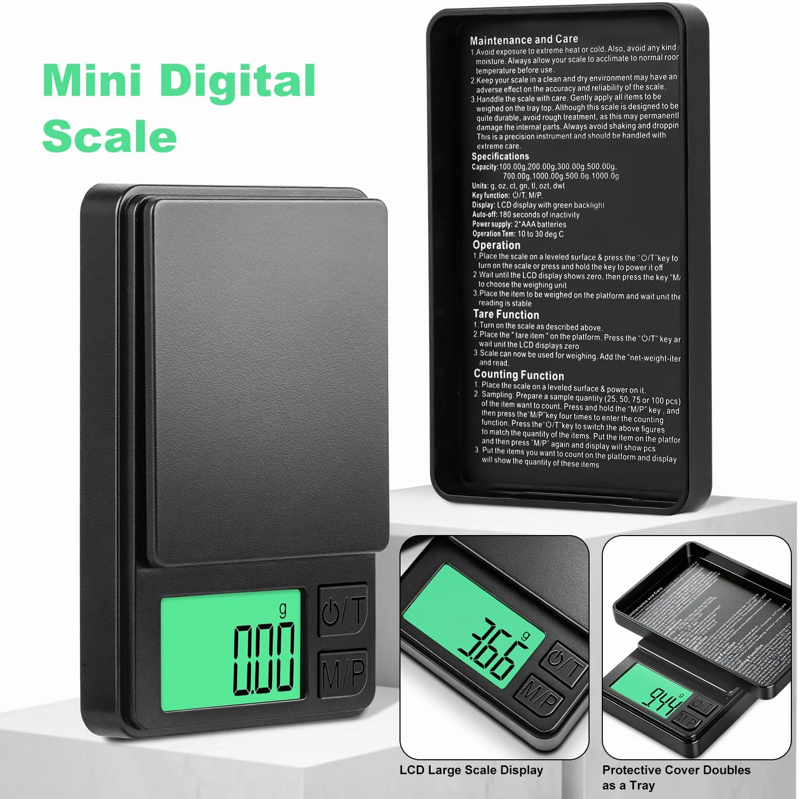 Bilancia da cucina digitale precisa fino a 0,01 g - 1000 g max - Bilancia multifunzione per alimenti con display LCD - Ideale per alimenti, caffè, gioielli, uso medico e di laboratorio