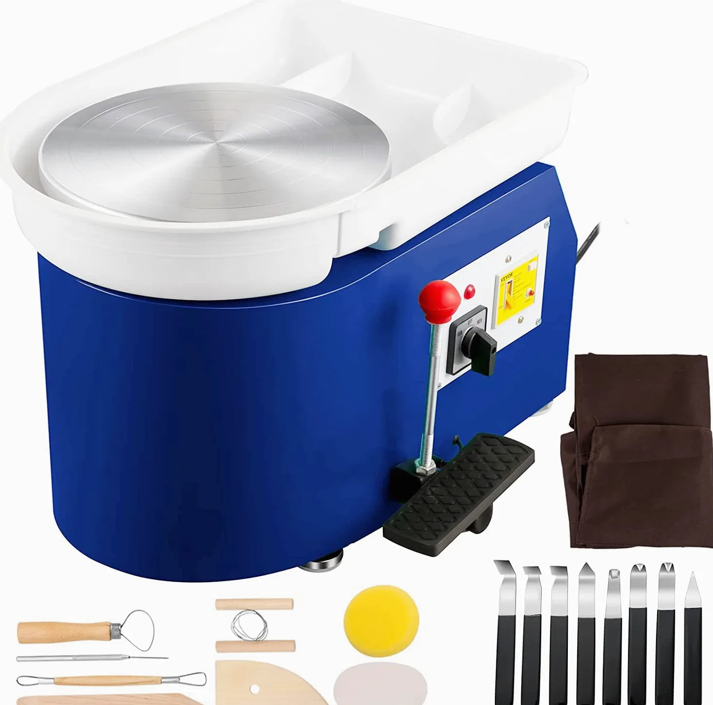 VEVOR Macchina per Argilla Ceramica, 11 Pollici Potenza 350 W 200 V TYLPJ28-OC Macchina per Ruote da Ceramica Pedale e Manuale Blu per L'Insegnamento Scolastico, Bar in Ceramica e Uso Domestico