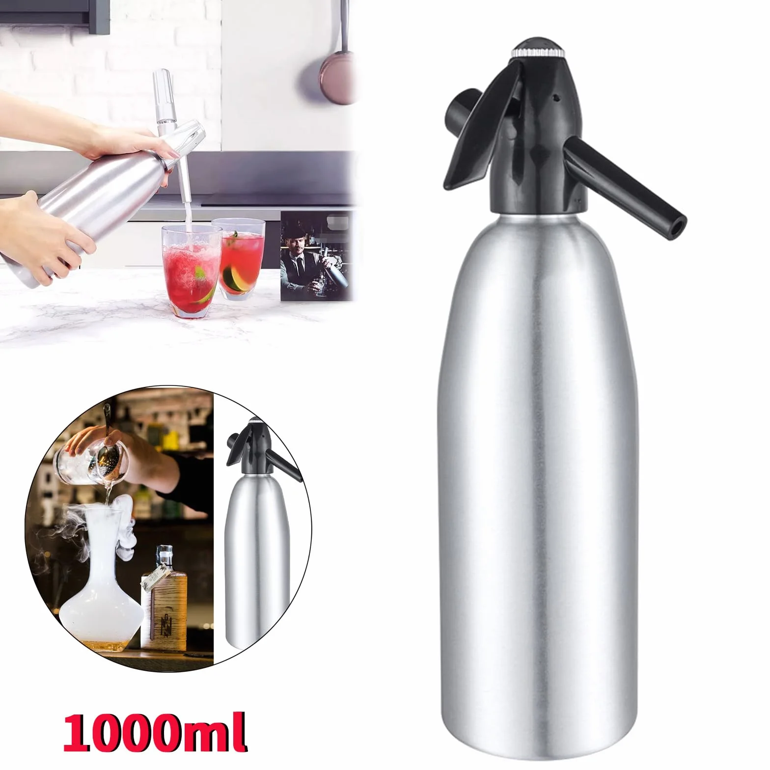 Soda Siho, 1L Sarklig Water Machie, Seltzer Water Maker, Portale Alumium Mii Soda Machie per Productio, Home Caroated Drik Water Heater