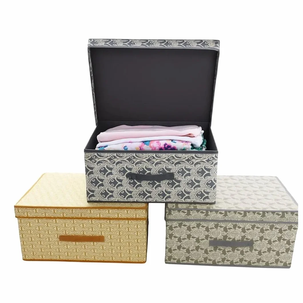 Scatole per armadio con Coperchio Set 3 - Contenitore Medi 50x40x25 cm Robusti