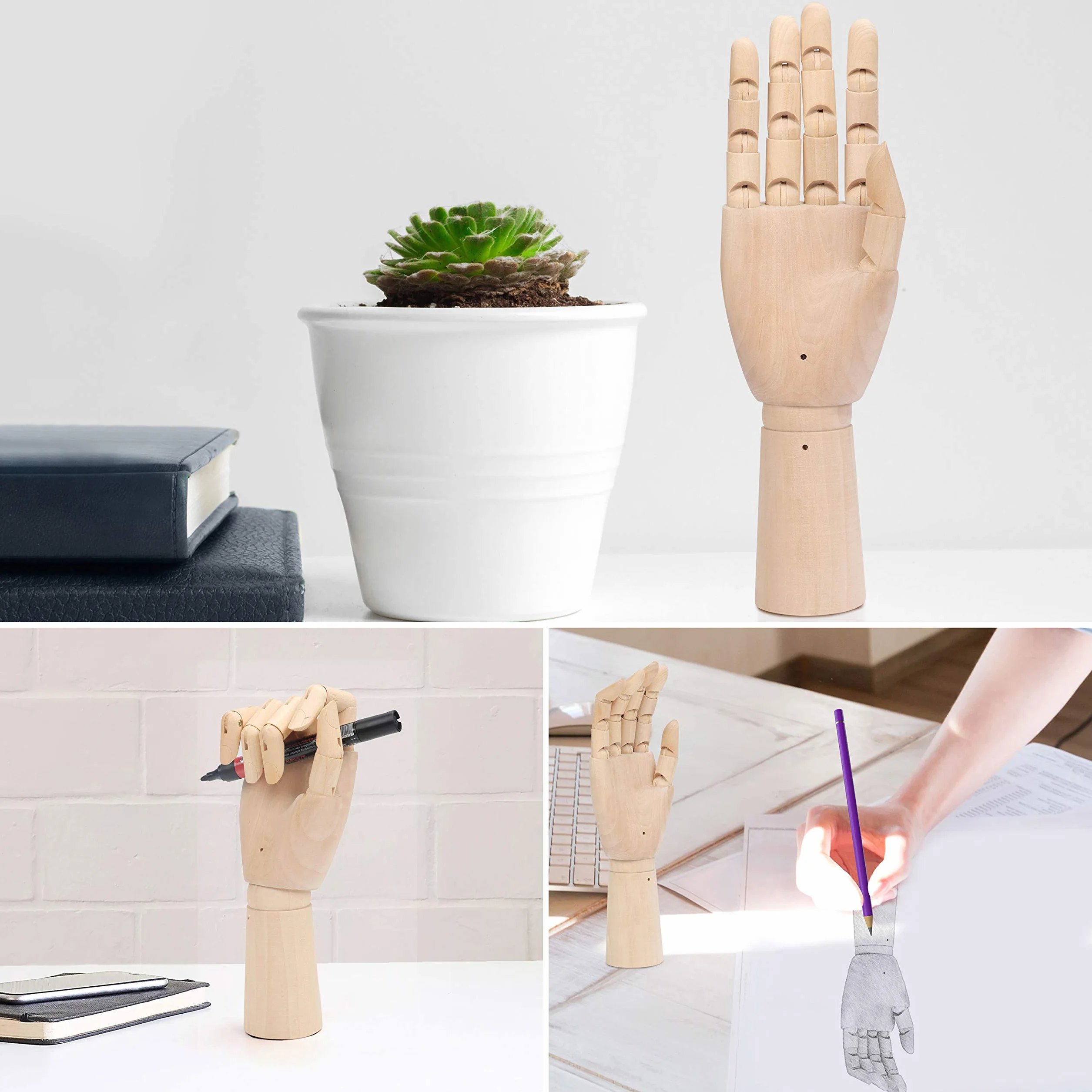 Belle Vous Mano articolata in legno sinistra e destra 30 cm 2 pezzi per disegno e pittura