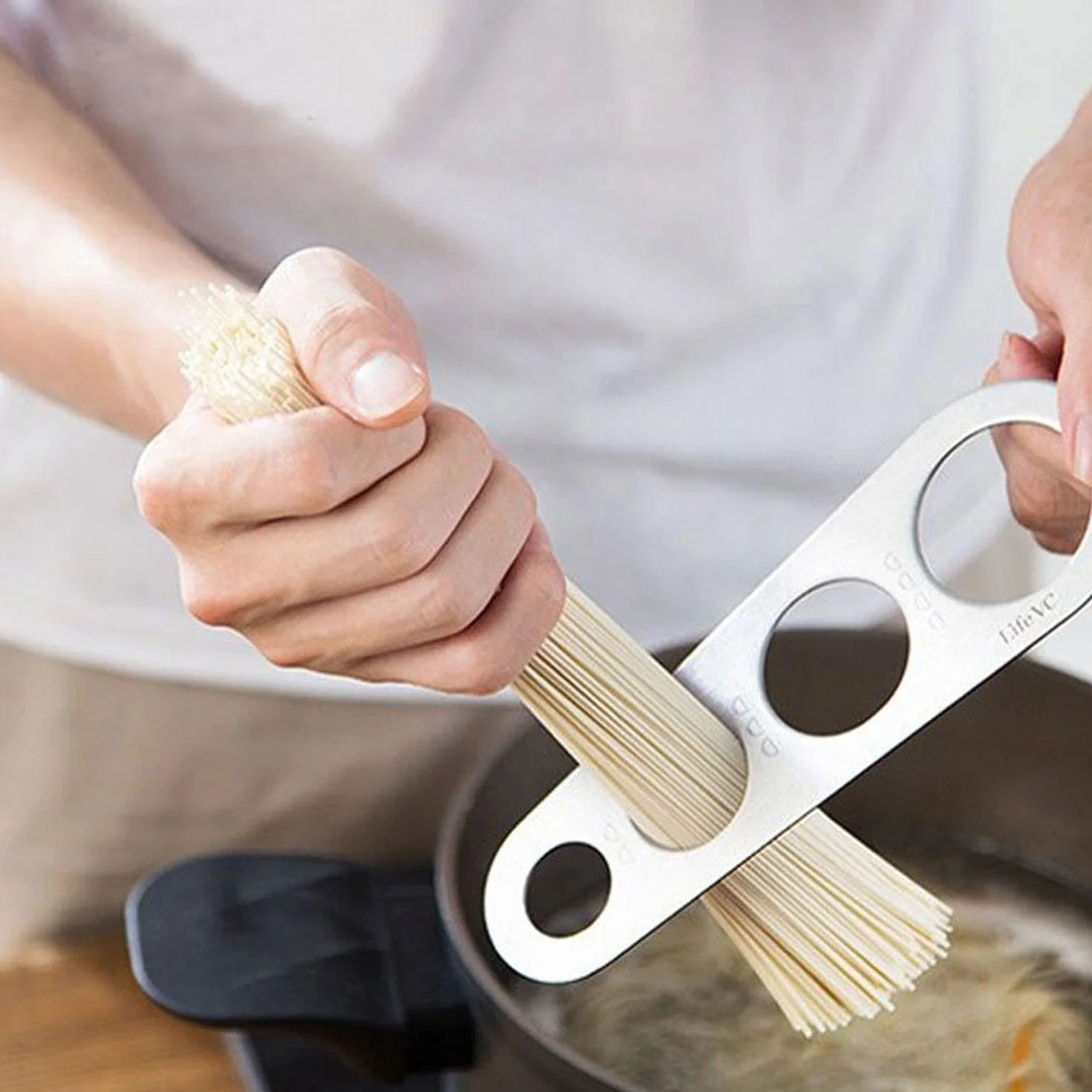 Dispositivo di Misurazione della Pasta in Acciaio Inossidabile da 1 -Parte E 1 Gancio, Utensili da Cucina, Forniture di Cottura, Accessori Fai -da -Te -Pasta.