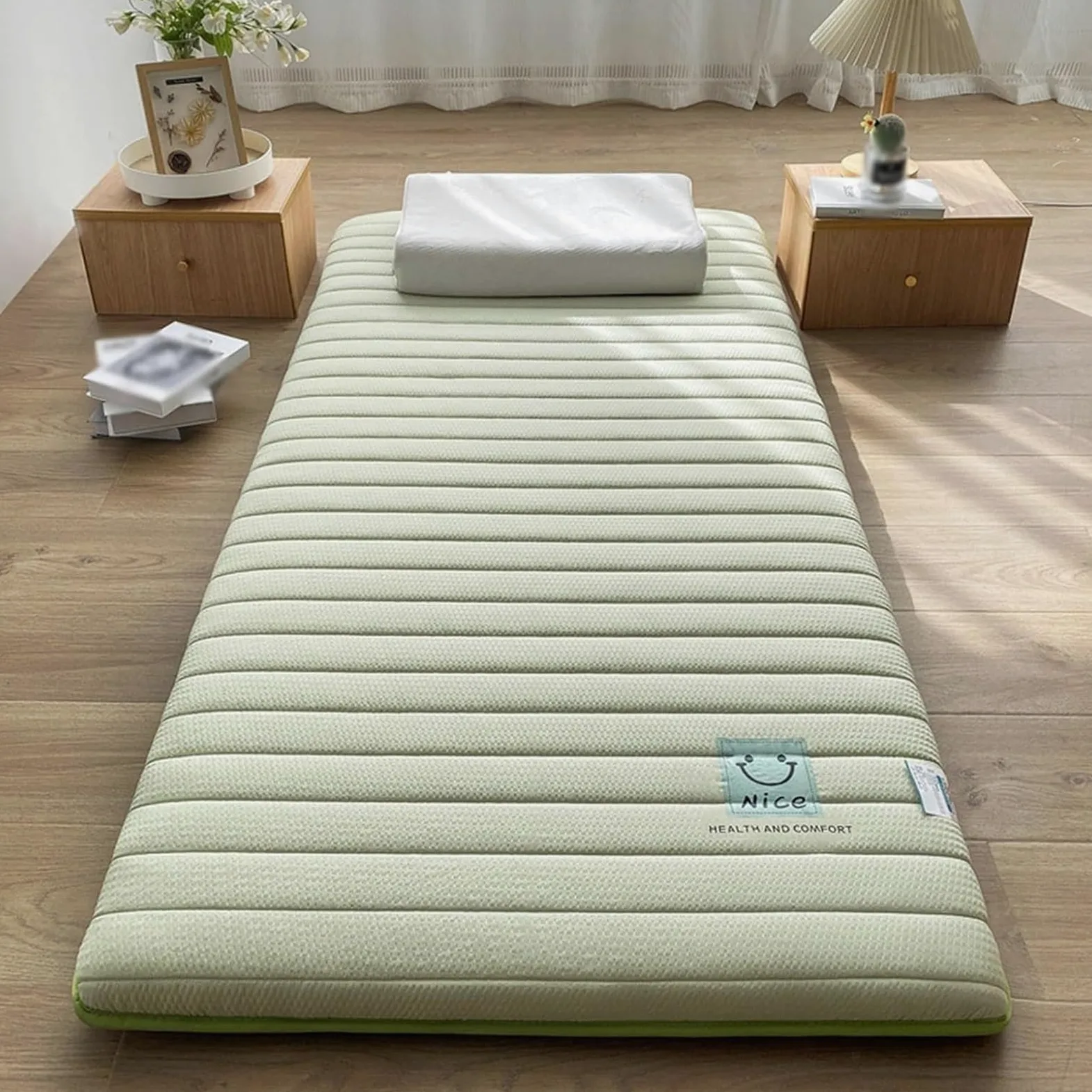 Materasso In Cotone 100% - Futon Giapponese, Tatami, Pieghevole, Per Pavimento - Singolo E Matrimoniale(03,150x200cm)