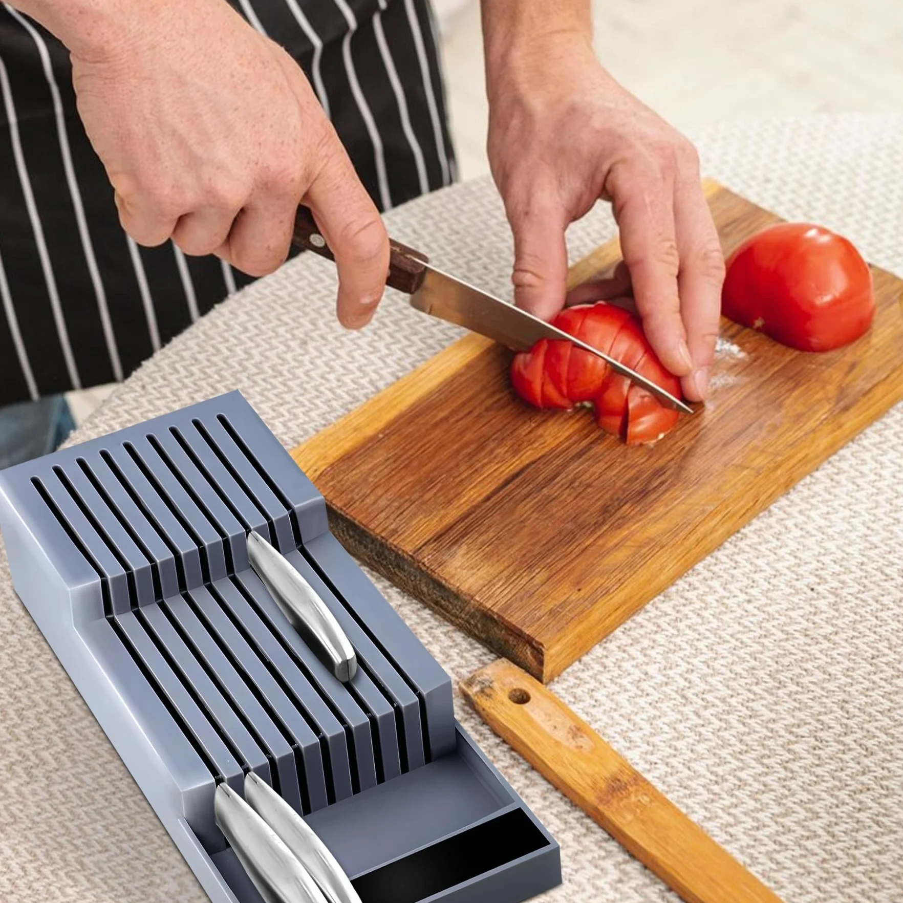 Retoo Ceppo Coltelli da Cucina 40 cm 18 Coltelli Professionale Due Livelli Portacoltelli