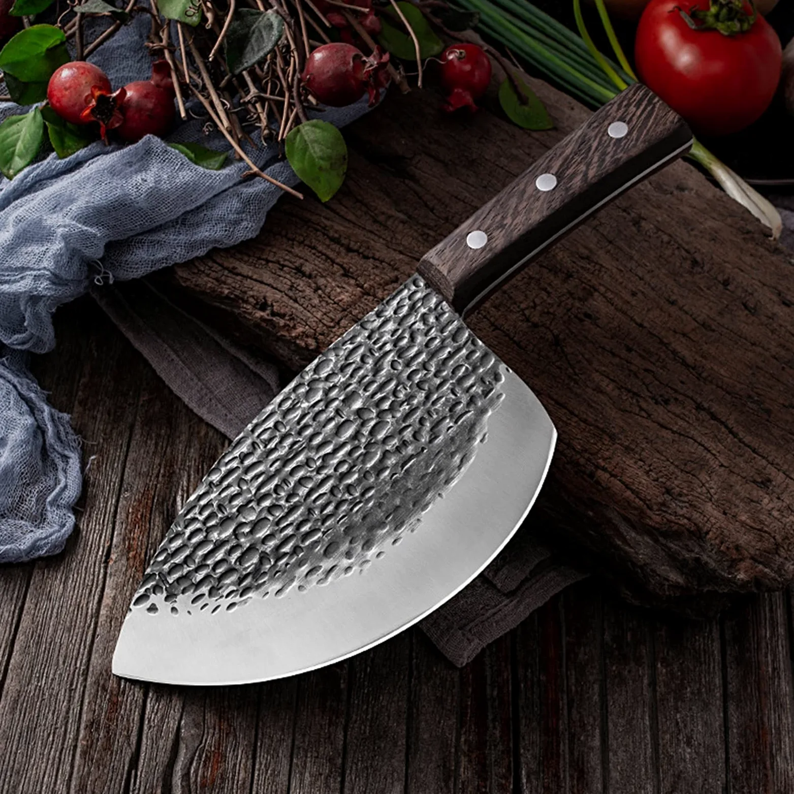 Forgiato professionale Forgiato Burtcher Knife Coltello a mannaio Pesce Seafood Pesce Coltello da cucina Coltello da cucina Handmade Sharp Slaught Strumenti
