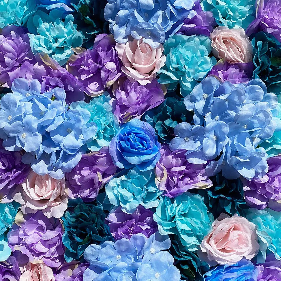 Parete di fiori artificiali per giardino, matrimonio, decorazione viola, 60 x 40 cm