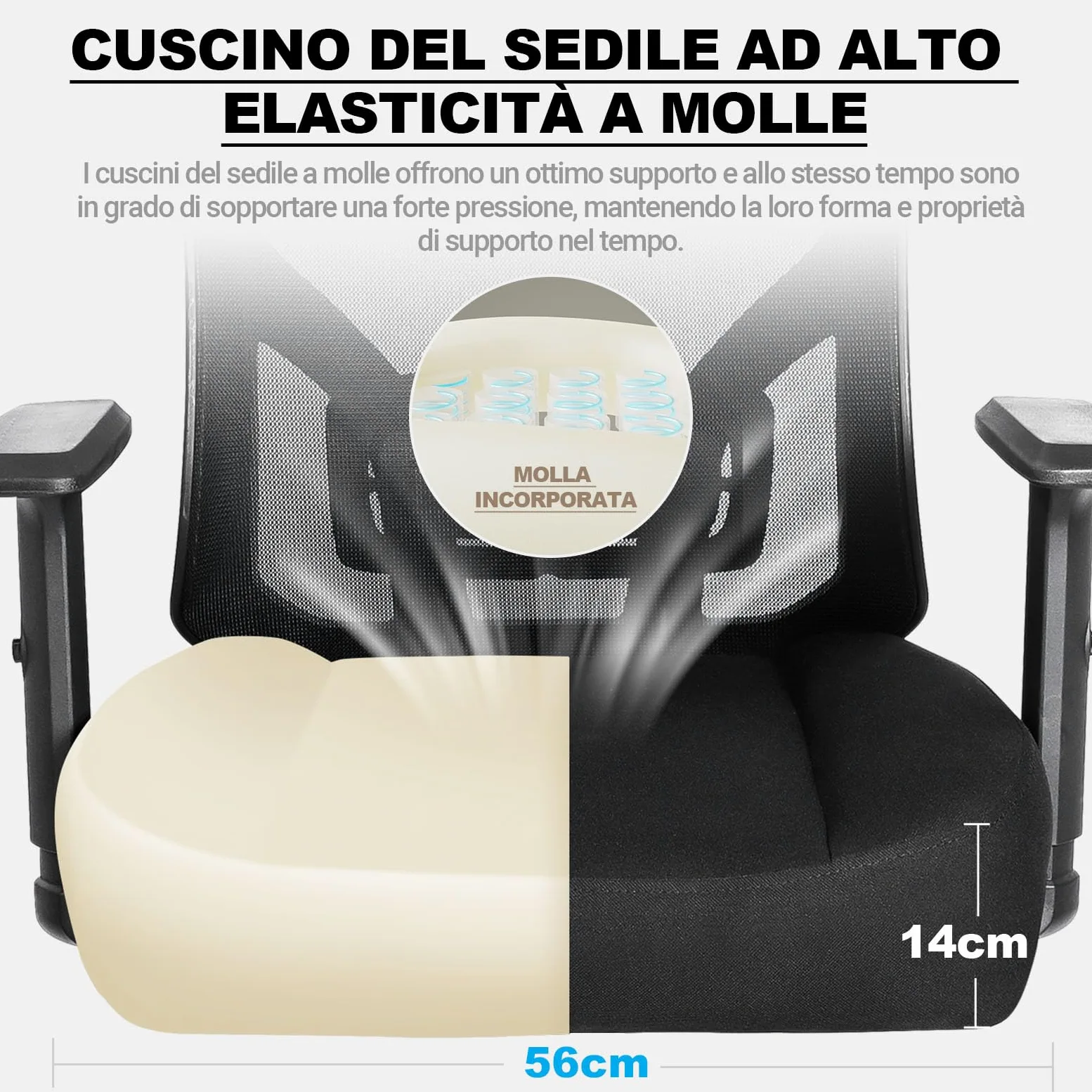 MELOKEA Sedia Ufficio Ergonomica XXL, Big & Tall con Seduta a Molle | 200kg Portata, Schienale Alto, Seduta Extra Larga 14cm, Ruote in Gomma, Sedia Gaming
