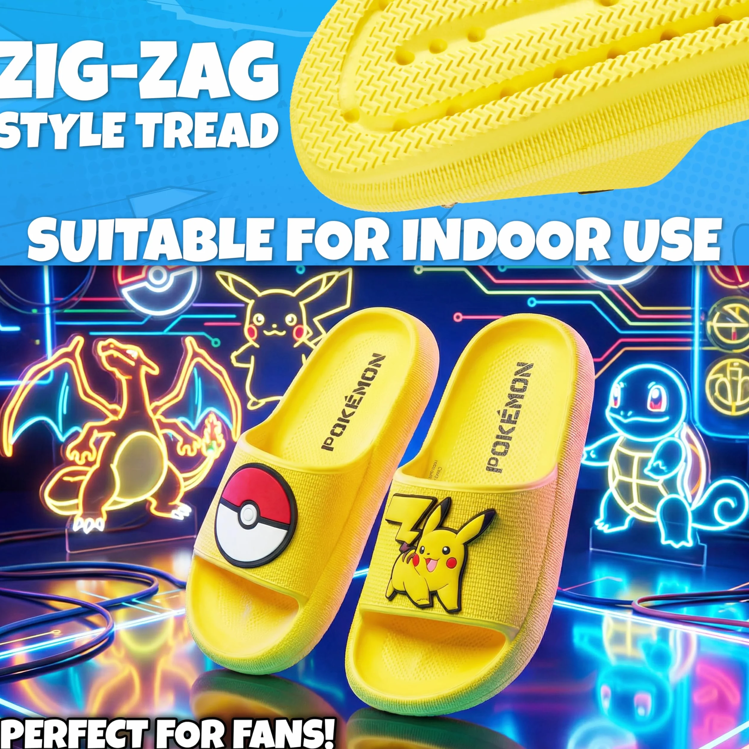 Get Trend Pokemon Ciabatte da Spiaggia per Ragazzi, Pikachu Gengar Snorlax Antiscivolo Pantofole da Bagno Bambini, Scarpe da Piscina Interno Esterno Estive 29-38