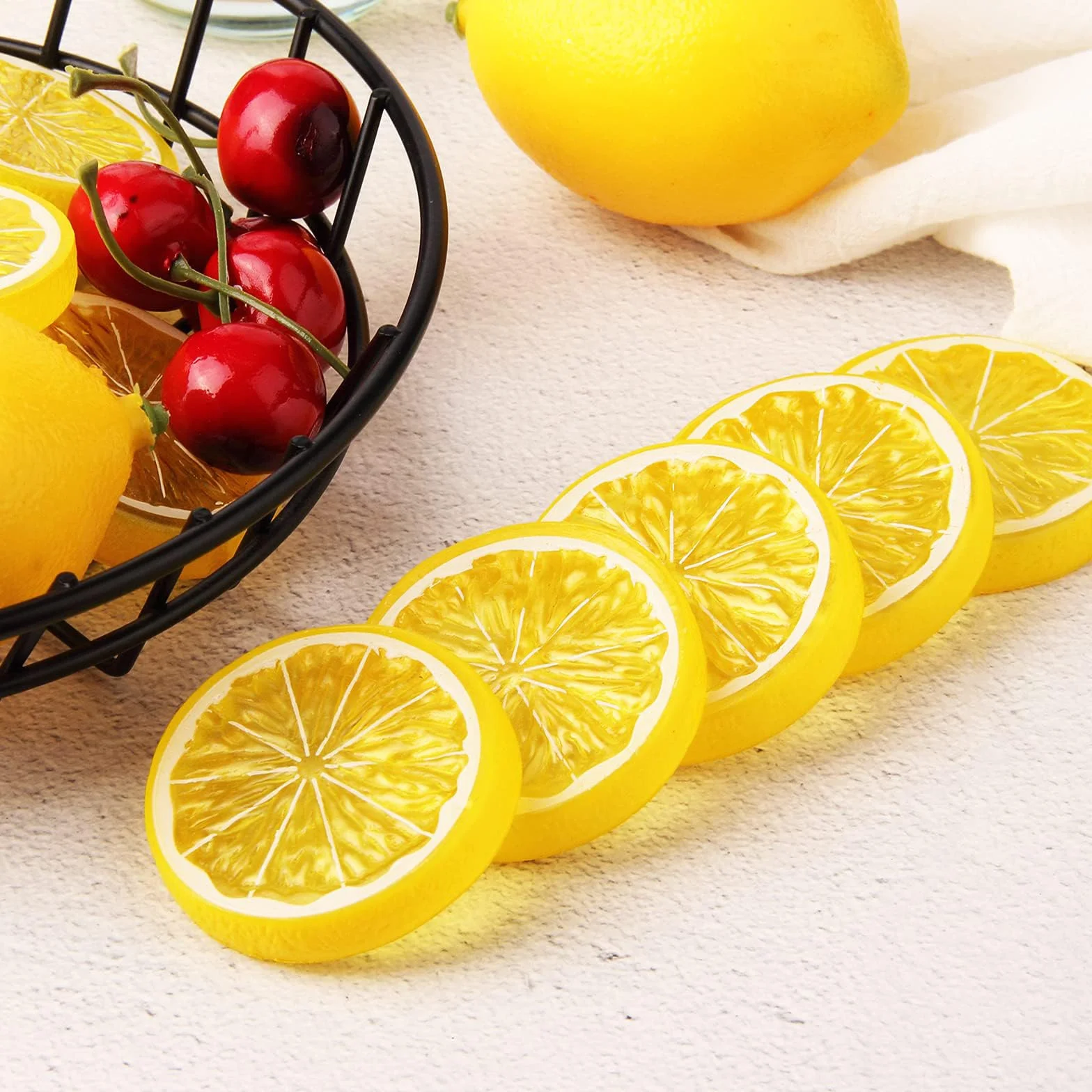 Fette di limone finte in plastica artificiali per decorazione limone