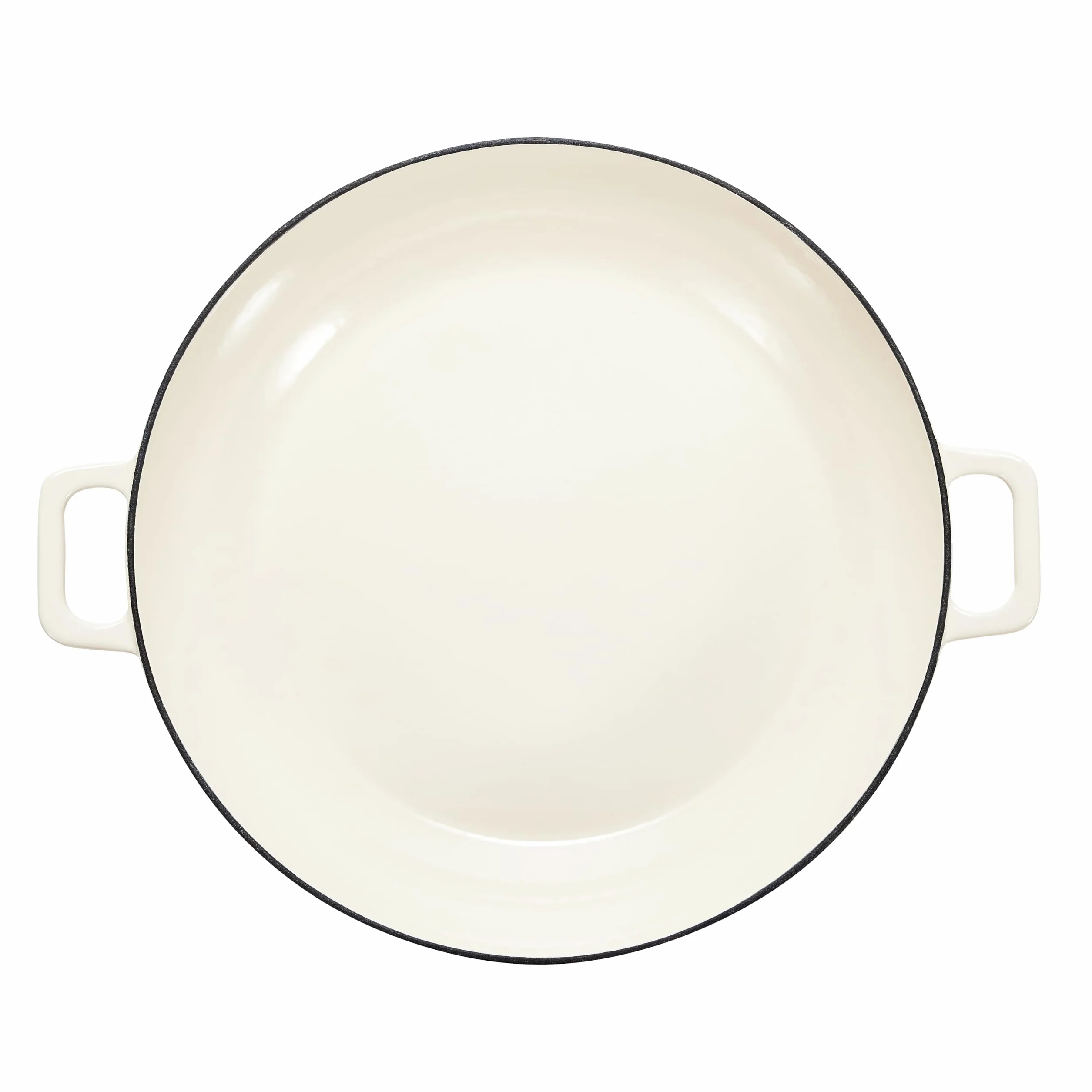 Amazon Basics Casseruola bassa in ghisa smaltata, Rotondo, 3,1 L, Bianco