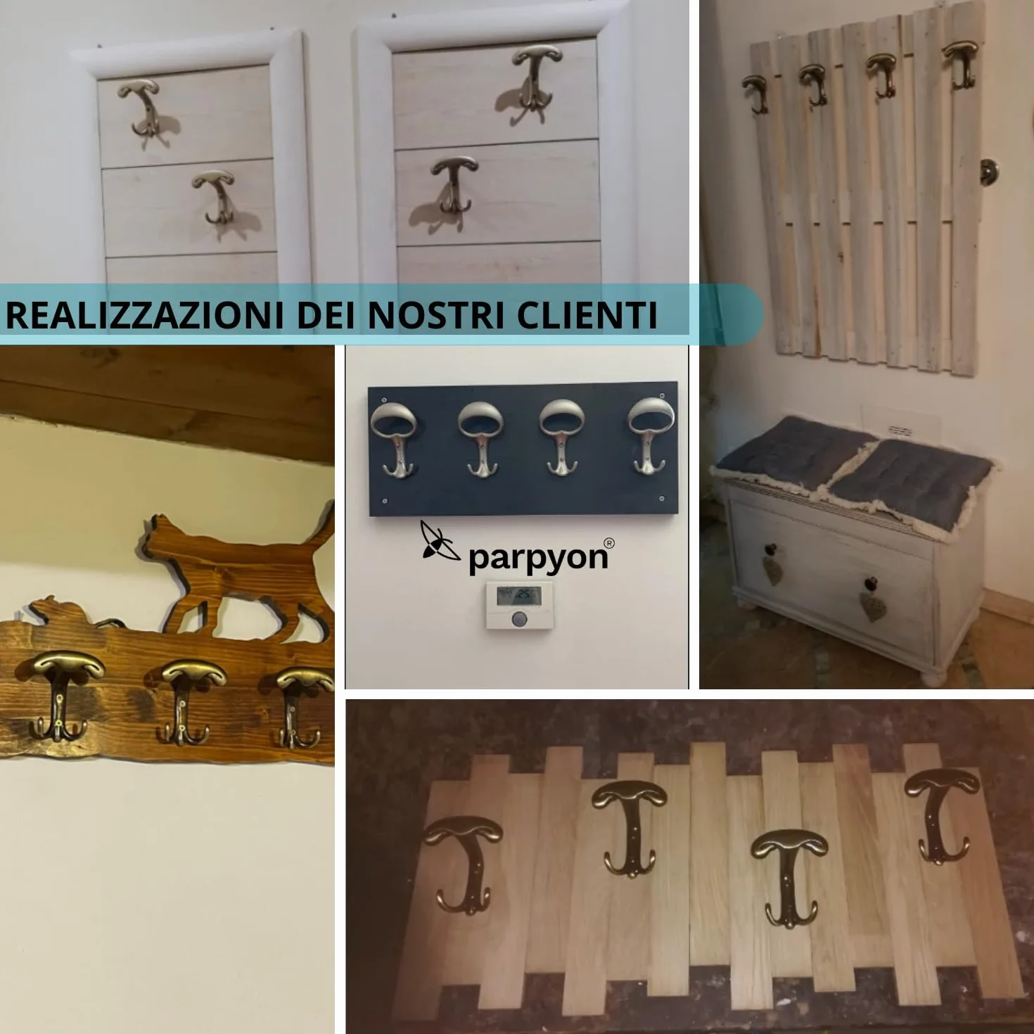 Appendiabiti a Parete 4 Ganci, Porta Asciugamani Bagno, Attaccapanni da Muro Ingresso (BRONZO)