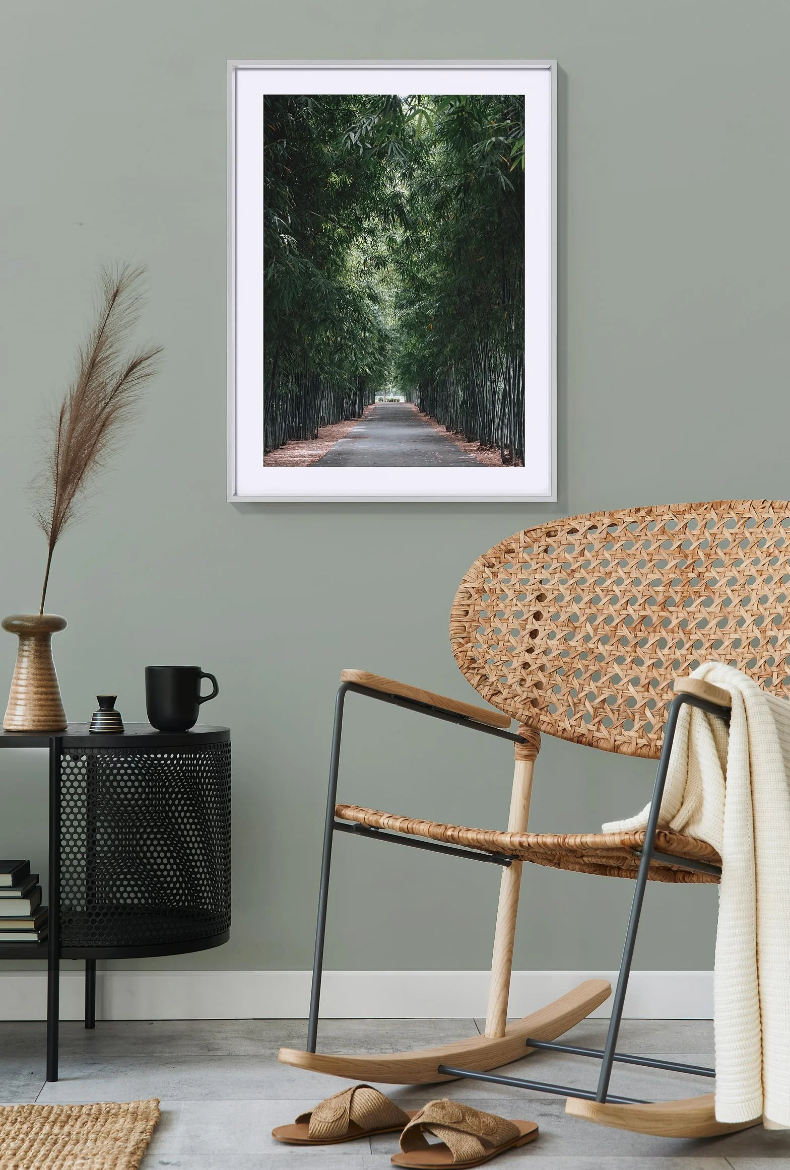 walther design nera 30 x 30 cm con passe-partout, cornice in plastica stile acciaio ES330B