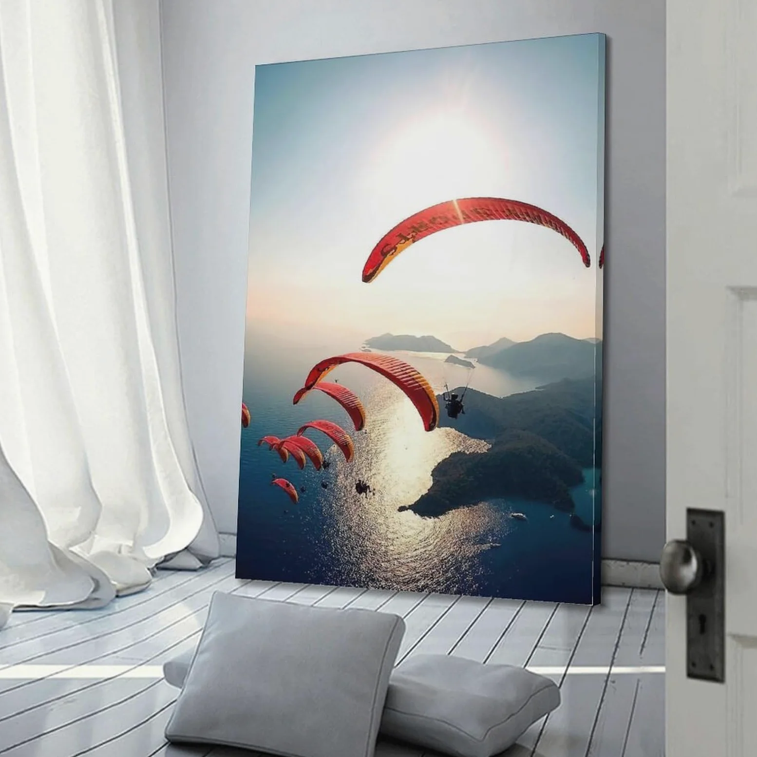 YCGYMX Poster sportivo su tela, motivo: foto aerea della squadra in parapendio, poster decorativo da parete e stampa artistica moderna, poster decorativo per la camera da letto (50 x 75 cm)