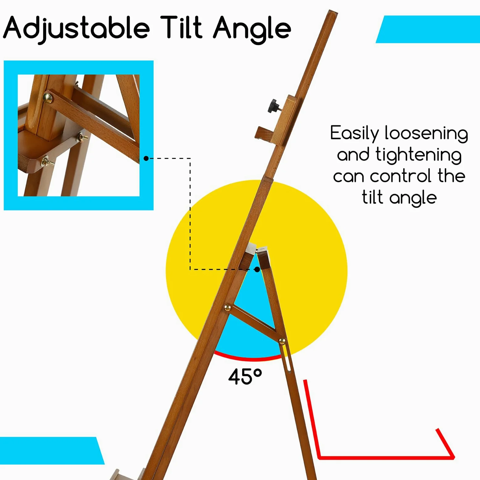 MEEDEN Cavalletto da Pittura in Legno Per Arte: Cavalletto da Esposizione in Legno Massiccio di Faggio Supporta Tele Fino a 110 cm - Cavalletto Regolabile da 145-193 cm - Noce