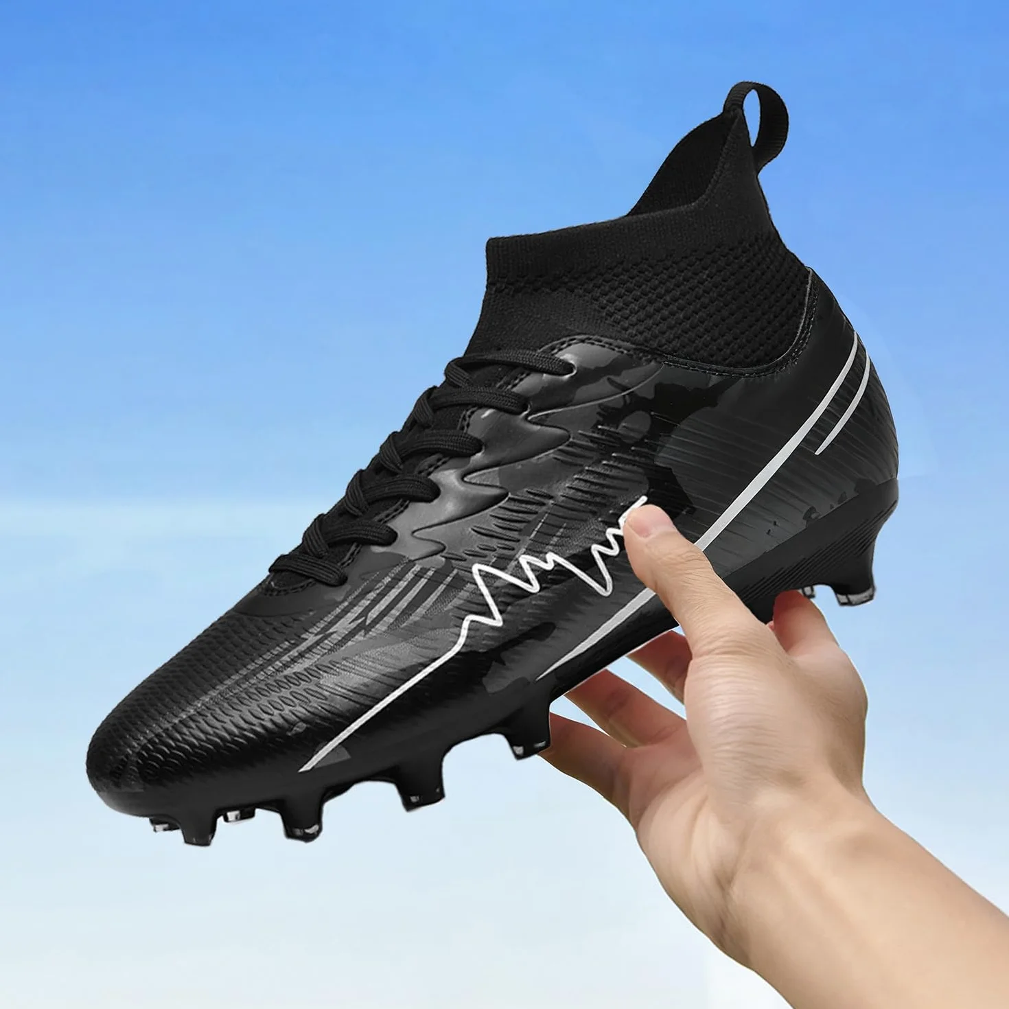 Scarpe da Calcio Uomo All'aperto Sportivo High Top Spikes Tacchetti Teenager Training Scarpe da Calcetto Scarpe Sportivo Unisex