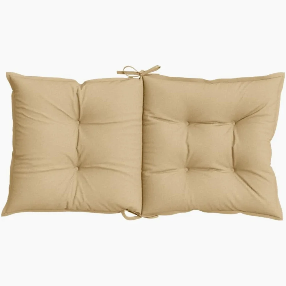 6 cuscini per sedia con schienale basso, beige, 100 x 50 x 7 cm, in tessuto, antiscivolo, con elastico e cordoncini, ergonomici per sedia da giardino, sala da pranzo e ufficio