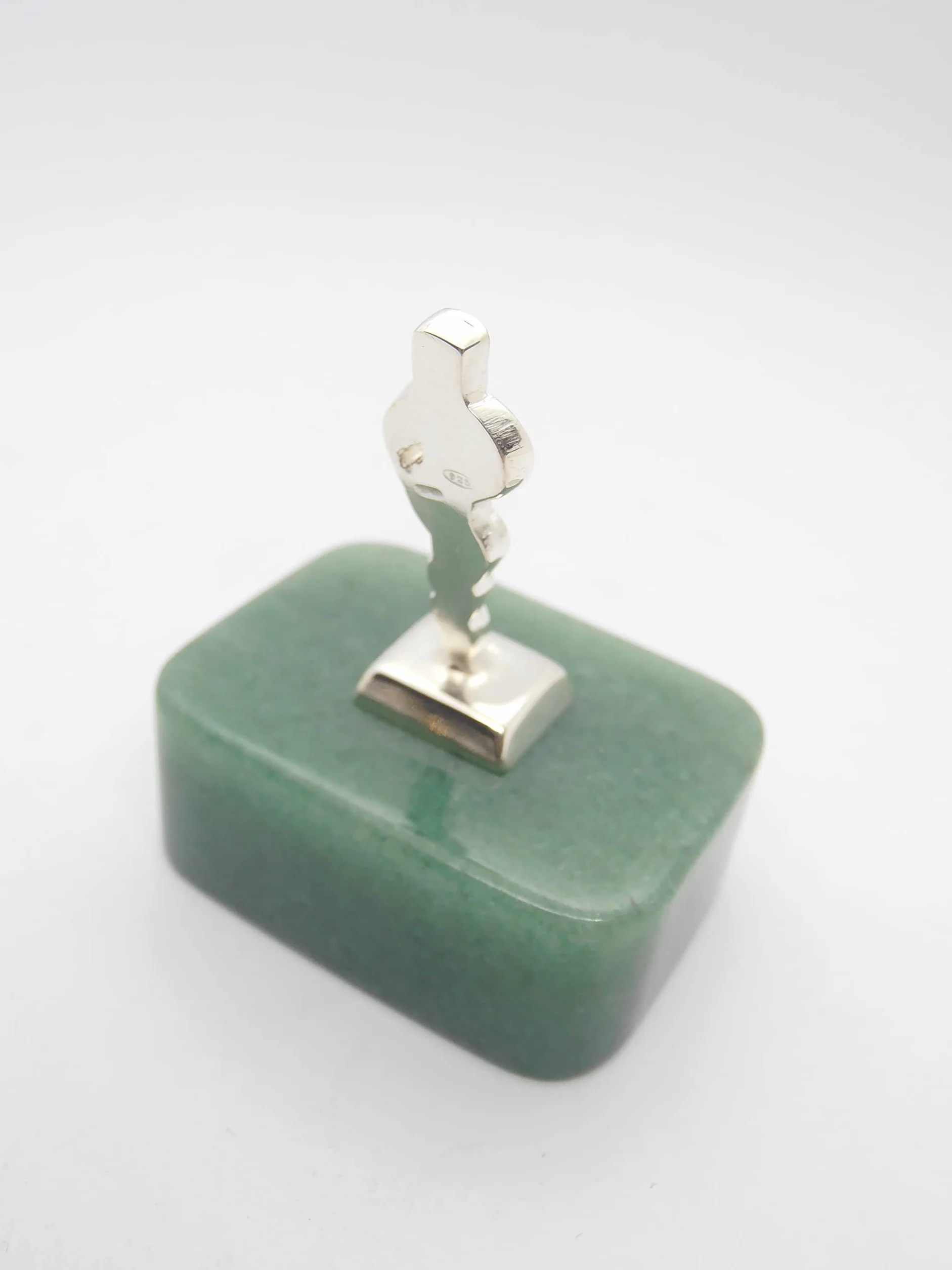 Bastone di Esculapio Simbolo di Asclepio Argento 925 Avventurina Naturale Verde Fermacarte Soprammobile