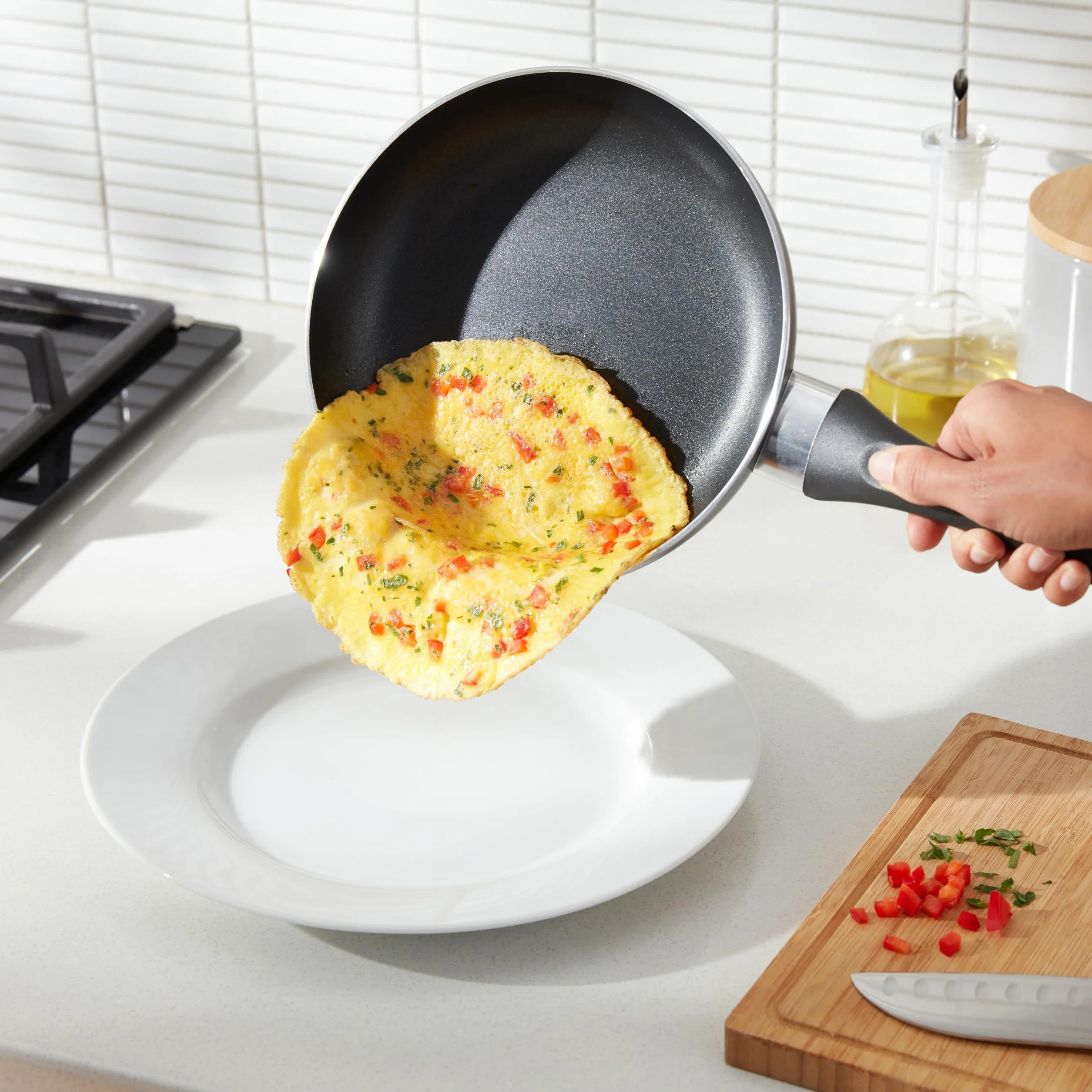 Amazon Basics 3 unità padelle antiaderenti 20 cm 25 cm 30 cm Nero