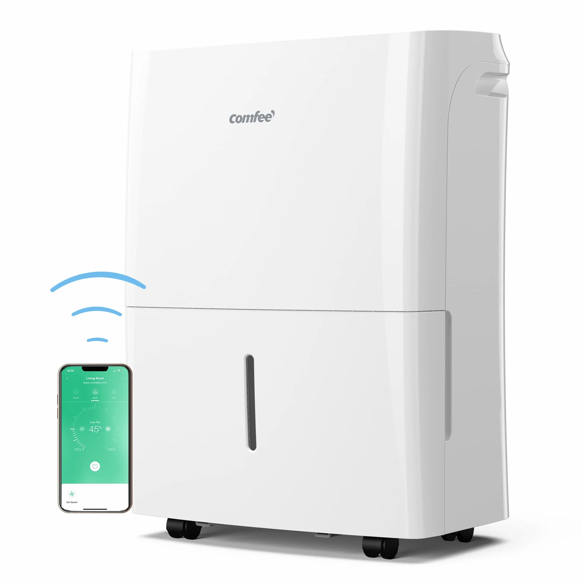 COMFEE' Deumidificatore Casa Muffa 16L/24h, Adatto fino a 32㎡, Tanica da 3L, Deumidificazione Smart, Controllo WiFi, Compatibile con Alexa, Ruote Piroettanti, Timer, MDDF-16DEN7 WF