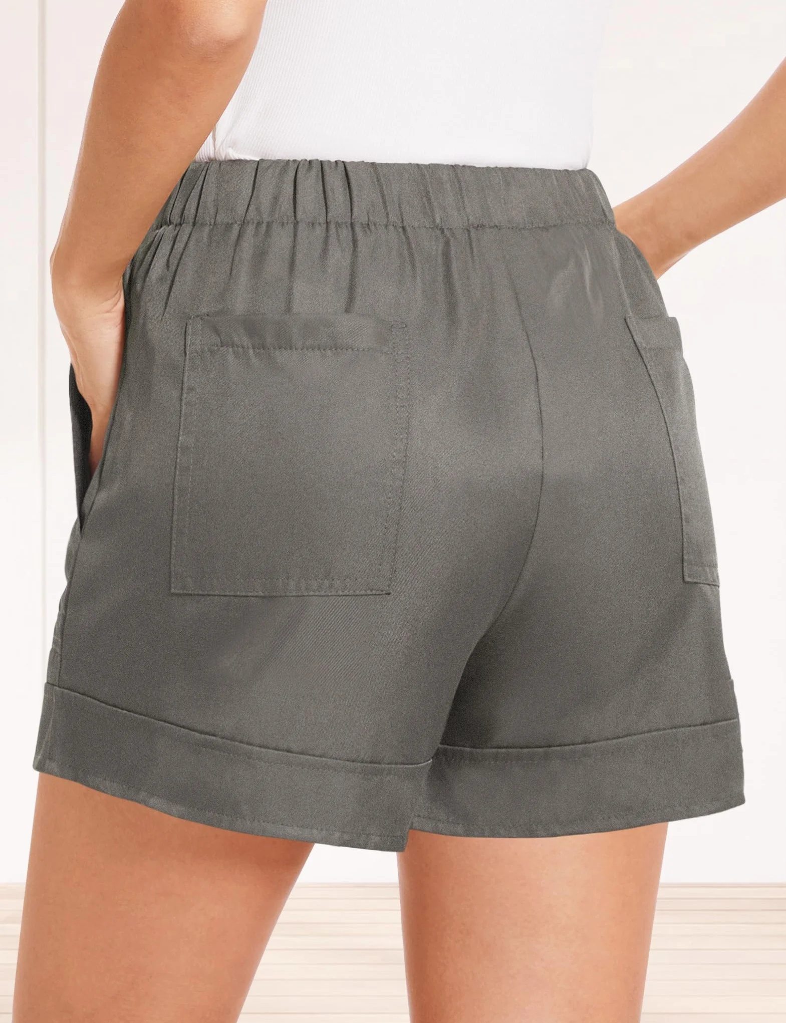 MELLIEX Pantaloncini Donna Estivi, Eleganti e Casual Loose Shorts Elastico Vita con Coulisse Pantaloni Corti a Gamba Larga, S-XL