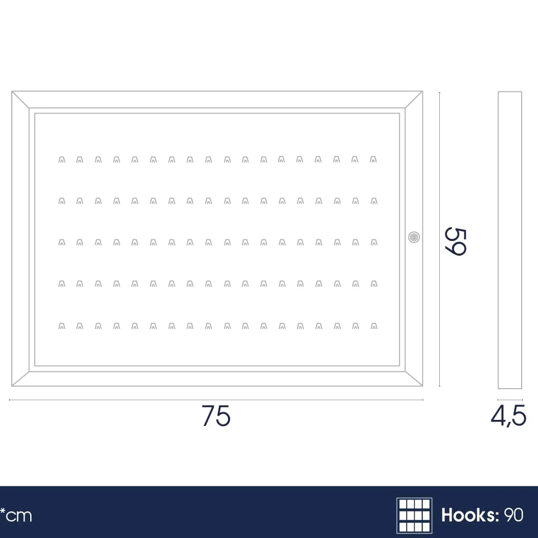 Danieli - Bacheca Portachiavi da Parete in Acciaio Laccato con Ganci Chiavi Numerati da 45, 90, 120, 150, 180 posti. Cornice in Alluminio, Anta a Libro, Chiavi Incluse (90 posti)
