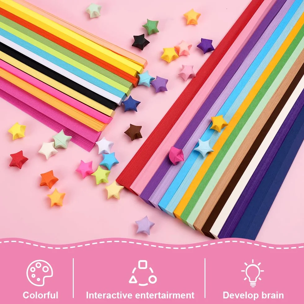 OFFCUP Carta Pieghevole 1350 Fogli Origami Paper 27 Colori Stella Fortunata