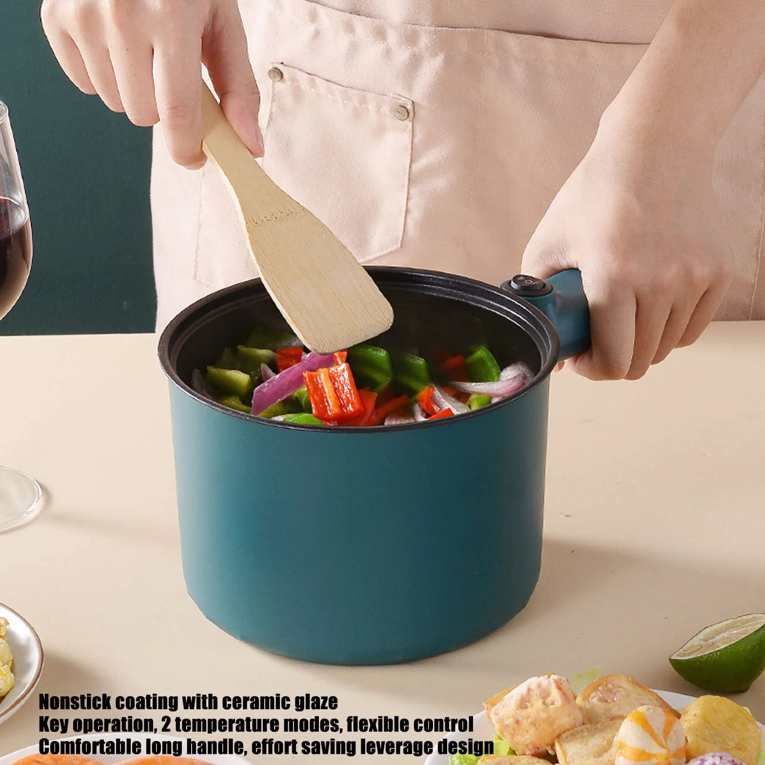 Pentola Calda Elettrica 1.8L Multifunzionale Antiaderente Portatile per Noodles