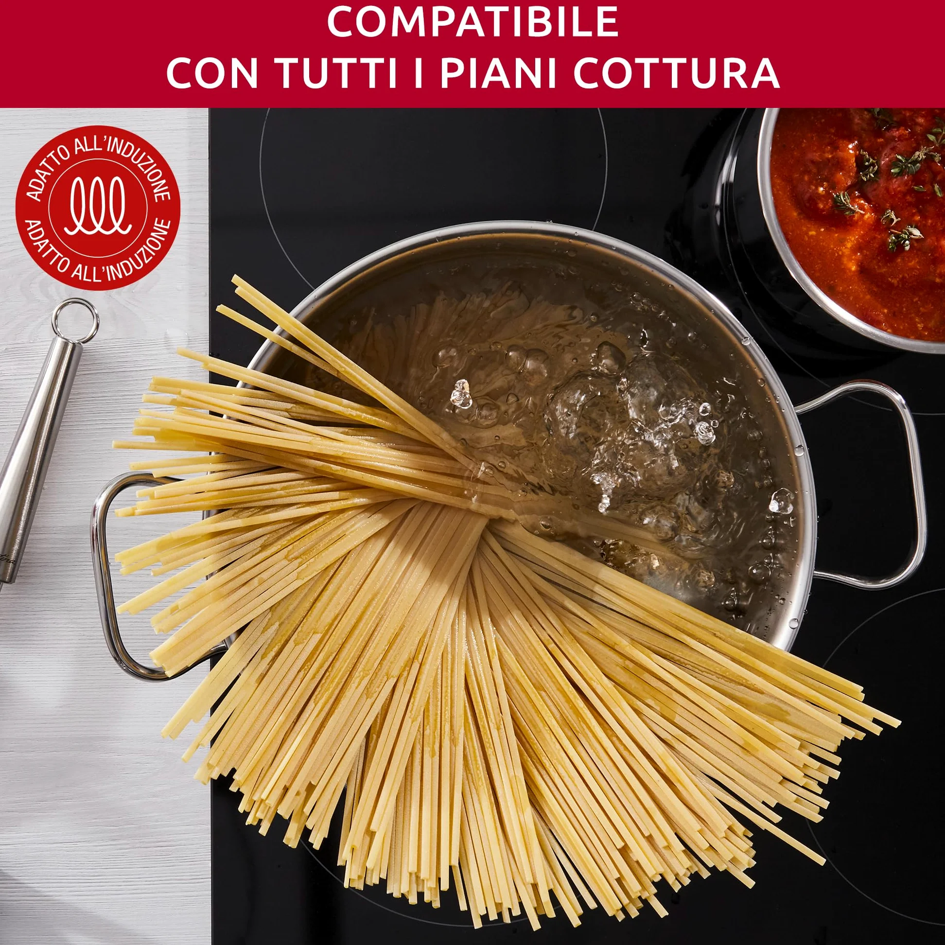 Lagostina Sfiziosa Set di Pentole Induzione, Gas e Forno in Acciaio Inox 18/10, 24 Pezzi, Fondo Lagoseal Plus, con 5 Casseruole, 3 Pentole, Bollilatte, 8 Coperchi, 7 Utensili Cucina