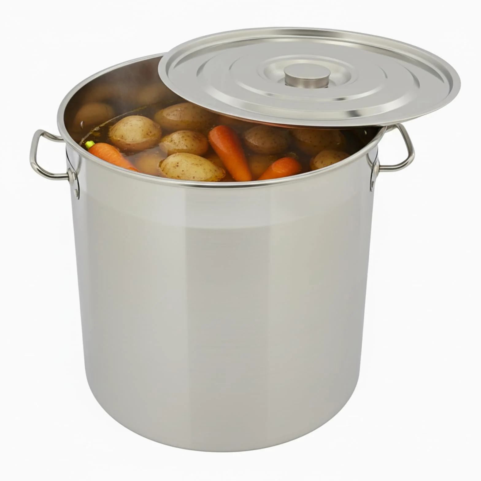 Pentola per gastronomia da 50 litri, con coperchio in acciaio inox, pentola a induzione grande con manici, per fornelli a gas, elettrici, a induzione (50 l)