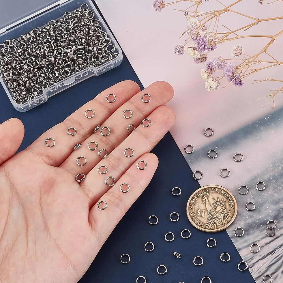 PH PandaHall 290pz Anellini Doppio Cerchio per Bigiotteria Anelli di Salto Aperti Acciaio Inox, 5mm Anellini Aperti Accessori per Portachiavi Gioielli Braccialetti Collane Fai Da Te