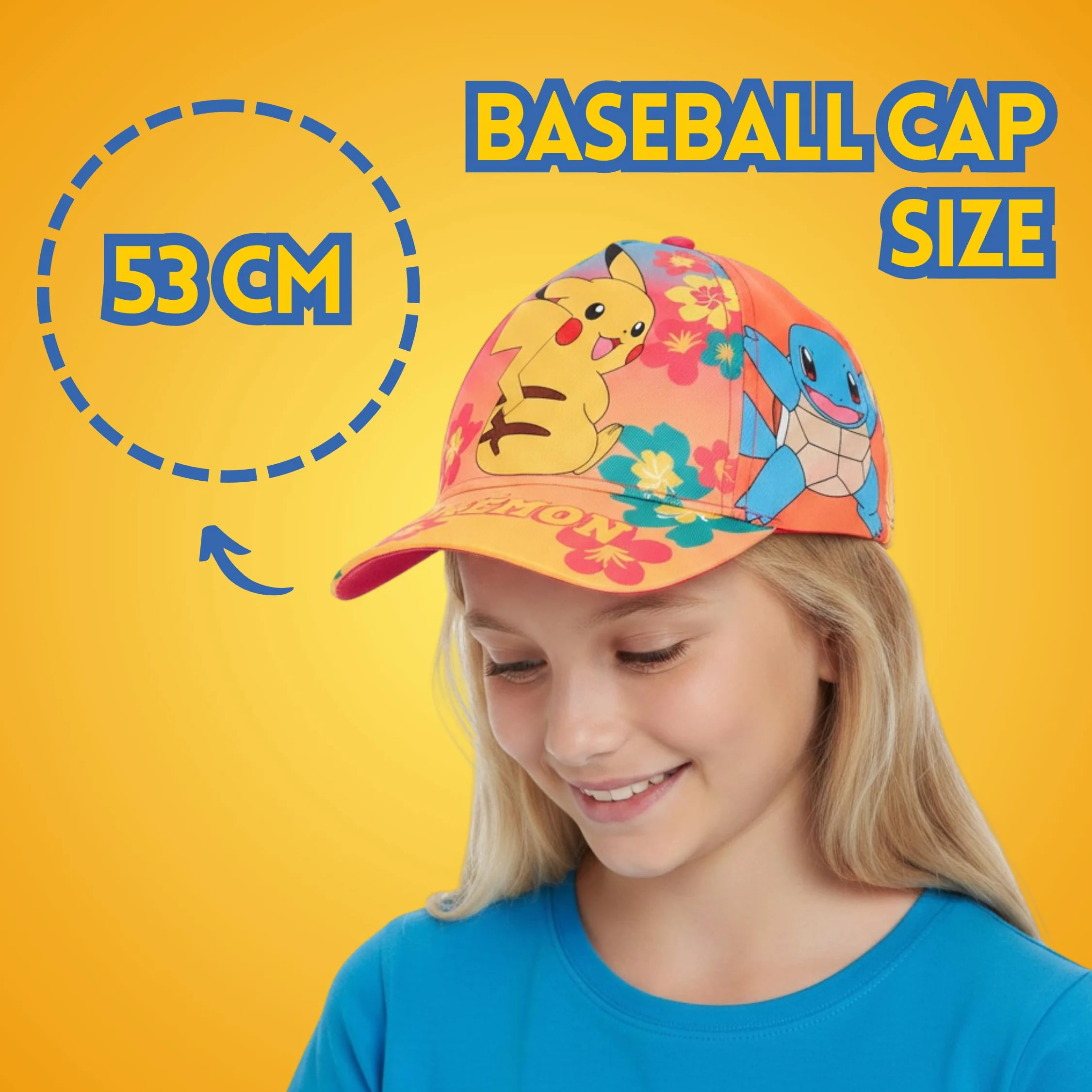 Pokémon Cappello da Baseball Ragazze, Berretto con Pikachu, Squirtle, Eevee, Charmander e Mew, Cappello Estivo per Bambine