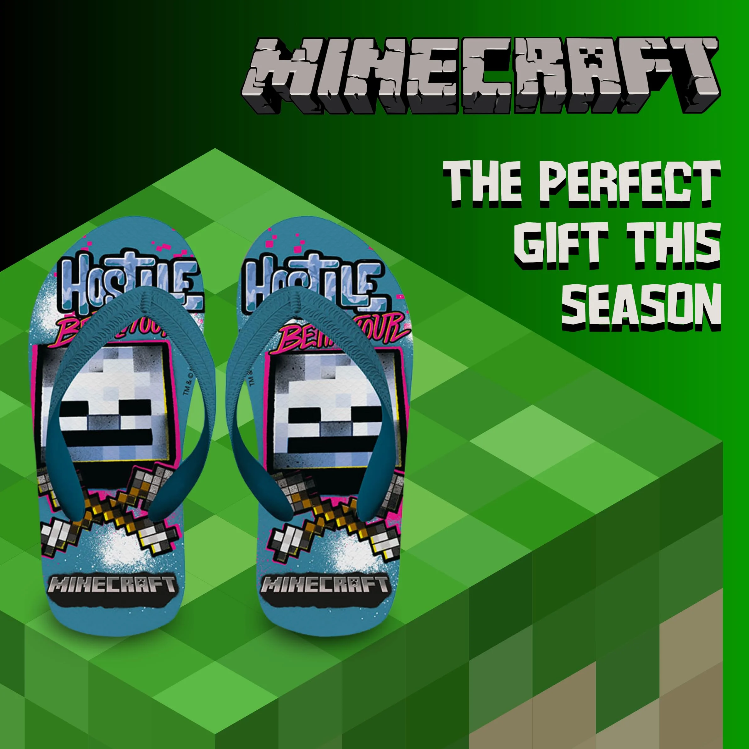 MINECRAFT Infradito per Ragazzi, Classiche e Leggere Sandali per Bambino, Taglie EU 27 a 34