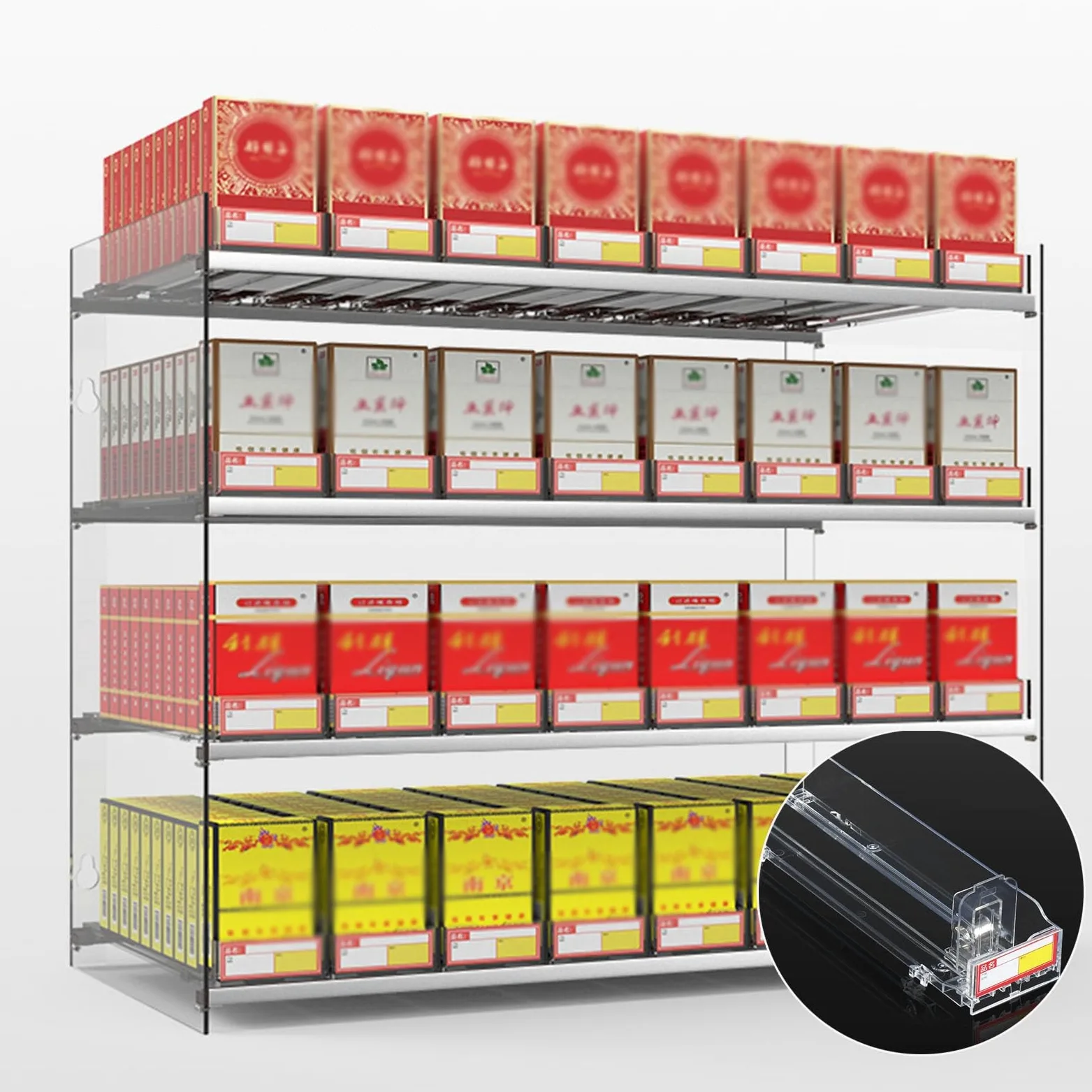 Espositore commerciale per sigarette con pulsanti automatici, montaggio a parete o da banco, espositore per vetrine, negozi e svapo