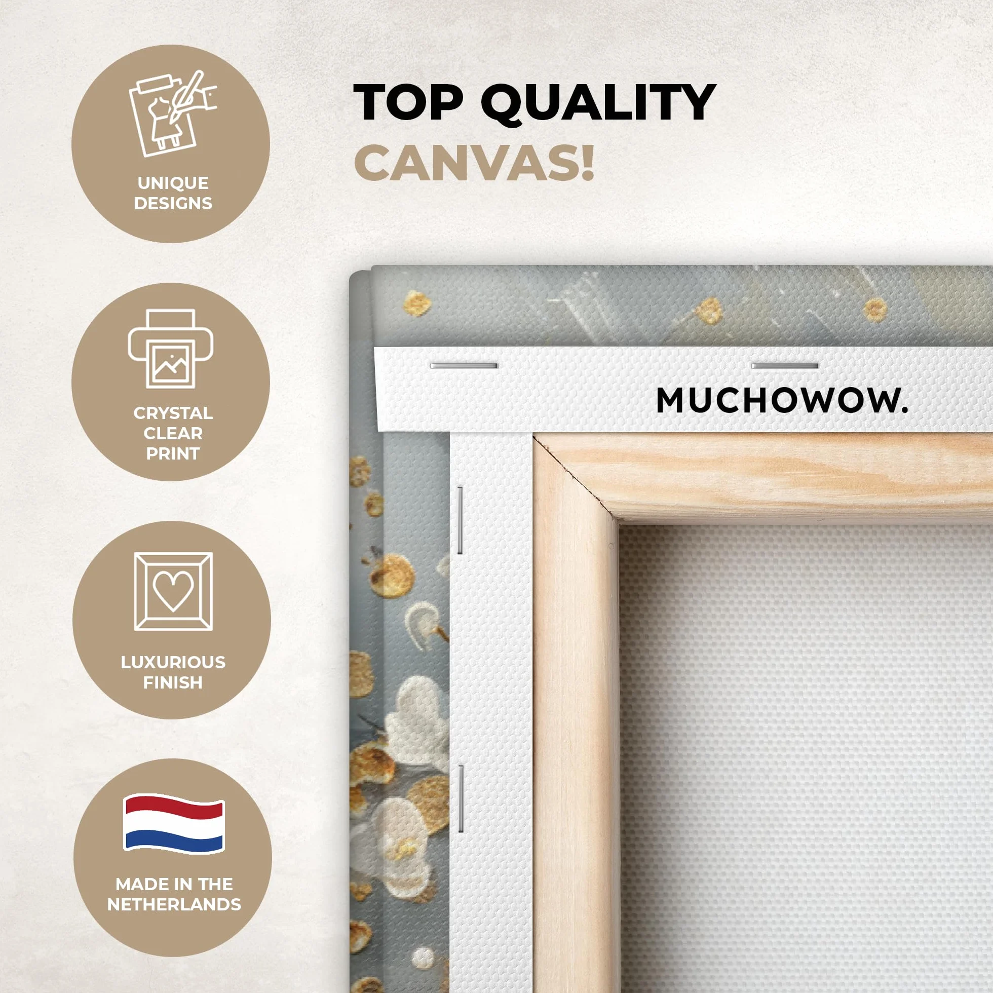 MuchoWow Quadro Moderno 120x80 cm Tela Stampa Fiori Astratto Bianco Decorazione Parete