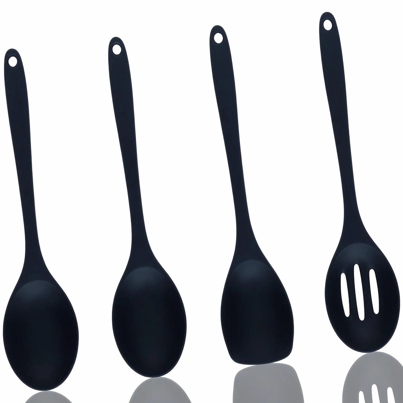 Set di Utensili da Cucina in Silicone 4 Pezzi Cucchiaio da Cucina Antiaderente Mestolo 27,5 cm