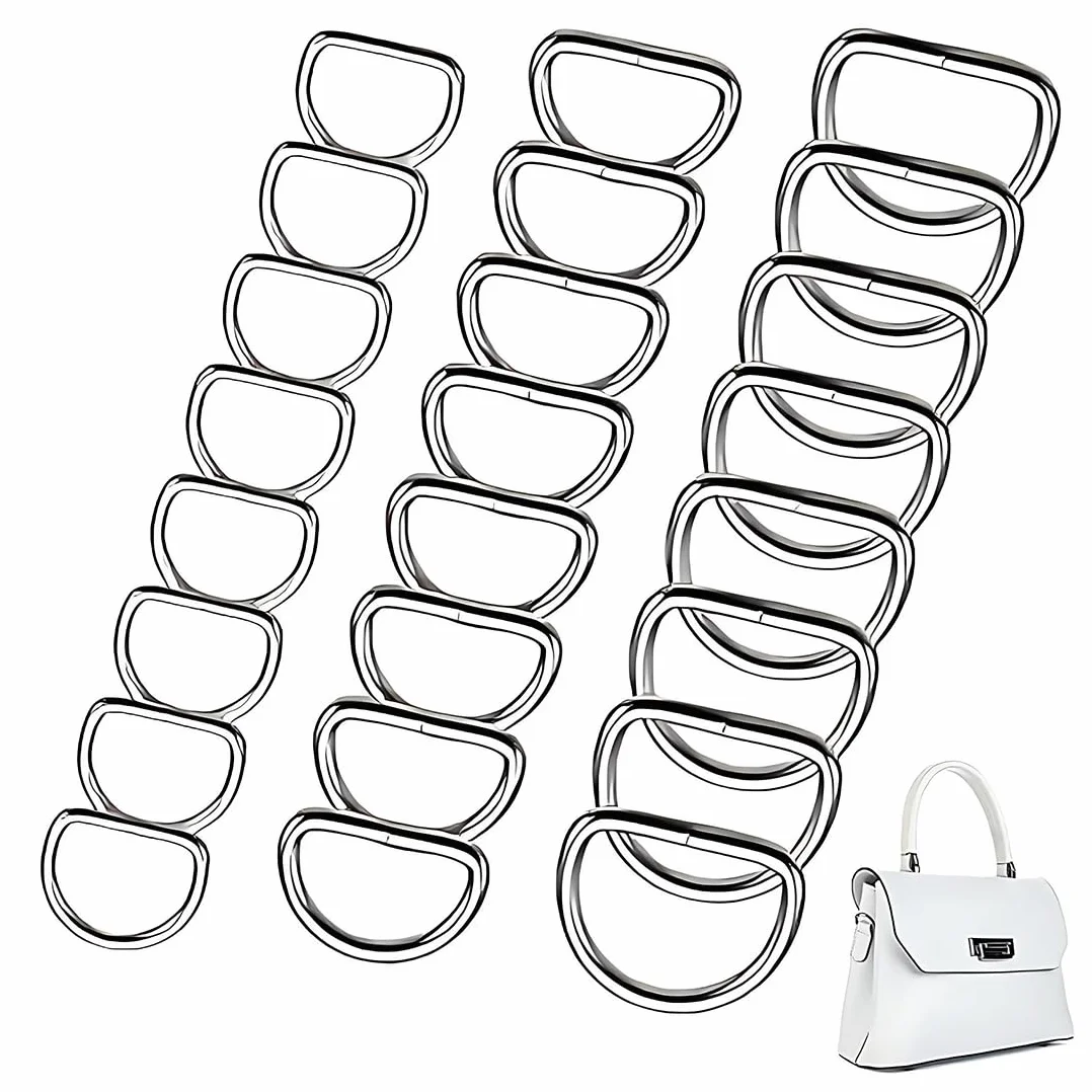 Anelli D Argento 20mm 25mm 38mm, D-Ring in Metallo per Borse, Cinghie, Zaini, 24 Pezzi
