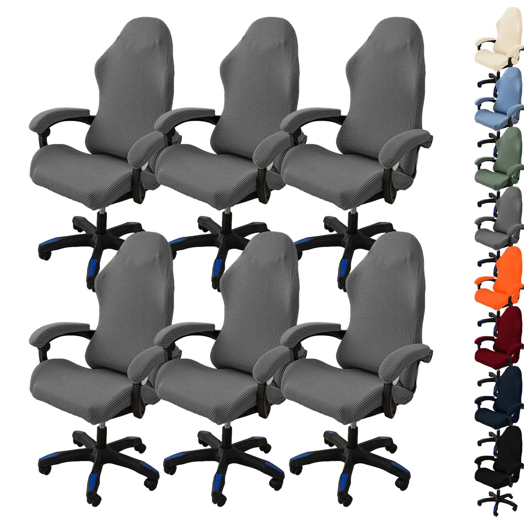Set di 6 coprisedie elastiche da ufficio con braccioli, per sedie rotanti, resistenti e facili da pulire, perfette per giochi e ufficio a casa