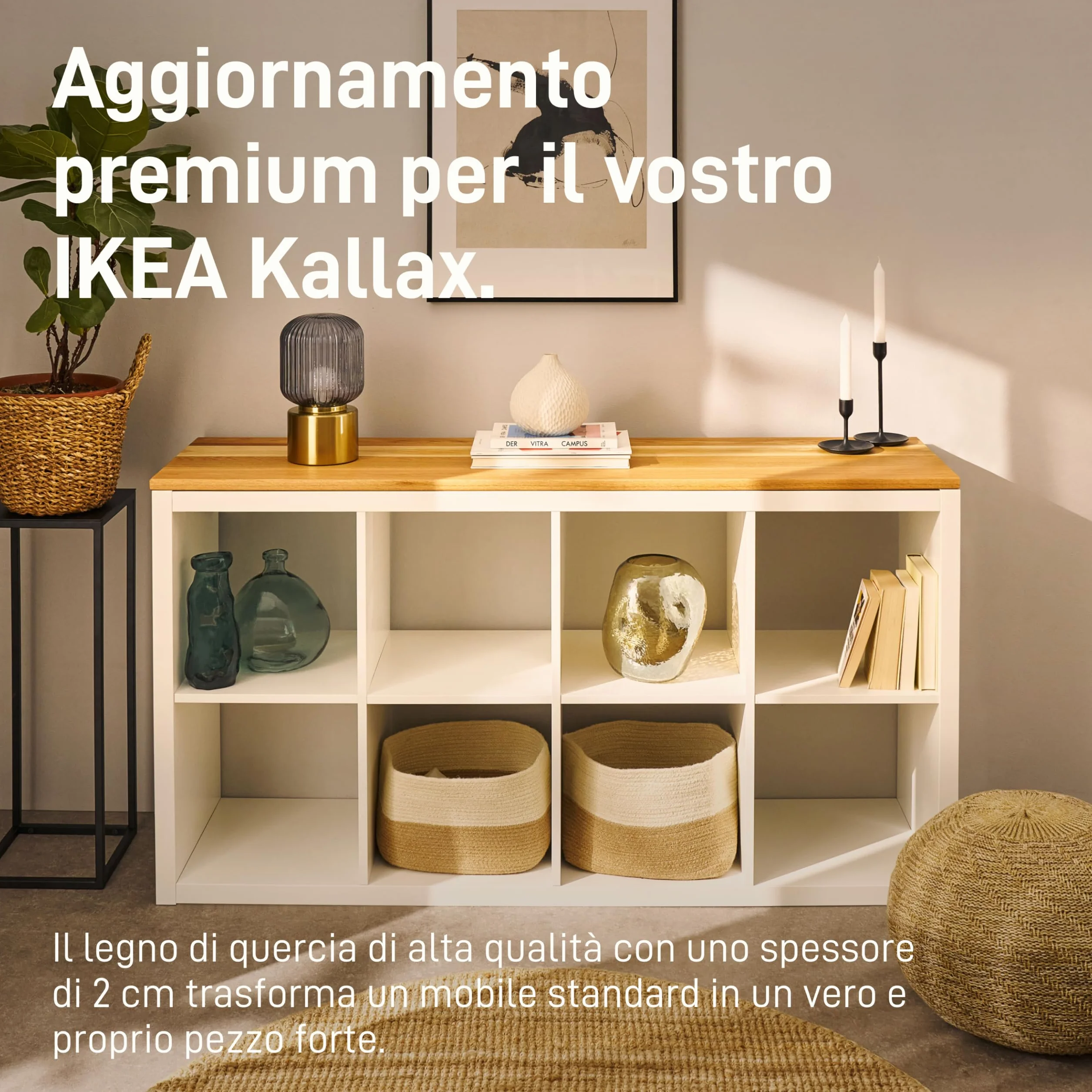 Pannello in legno di quercia Kallax IKEA 2 cm antiscivolo copertura su misura